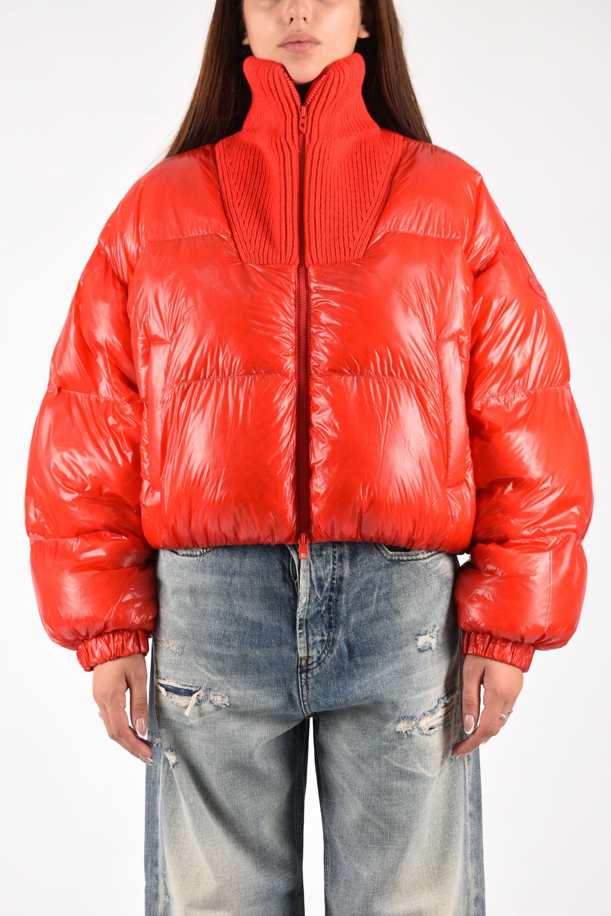 Piumino down in ripstop con collo a maglia W-ARRIOR A233900BKCP