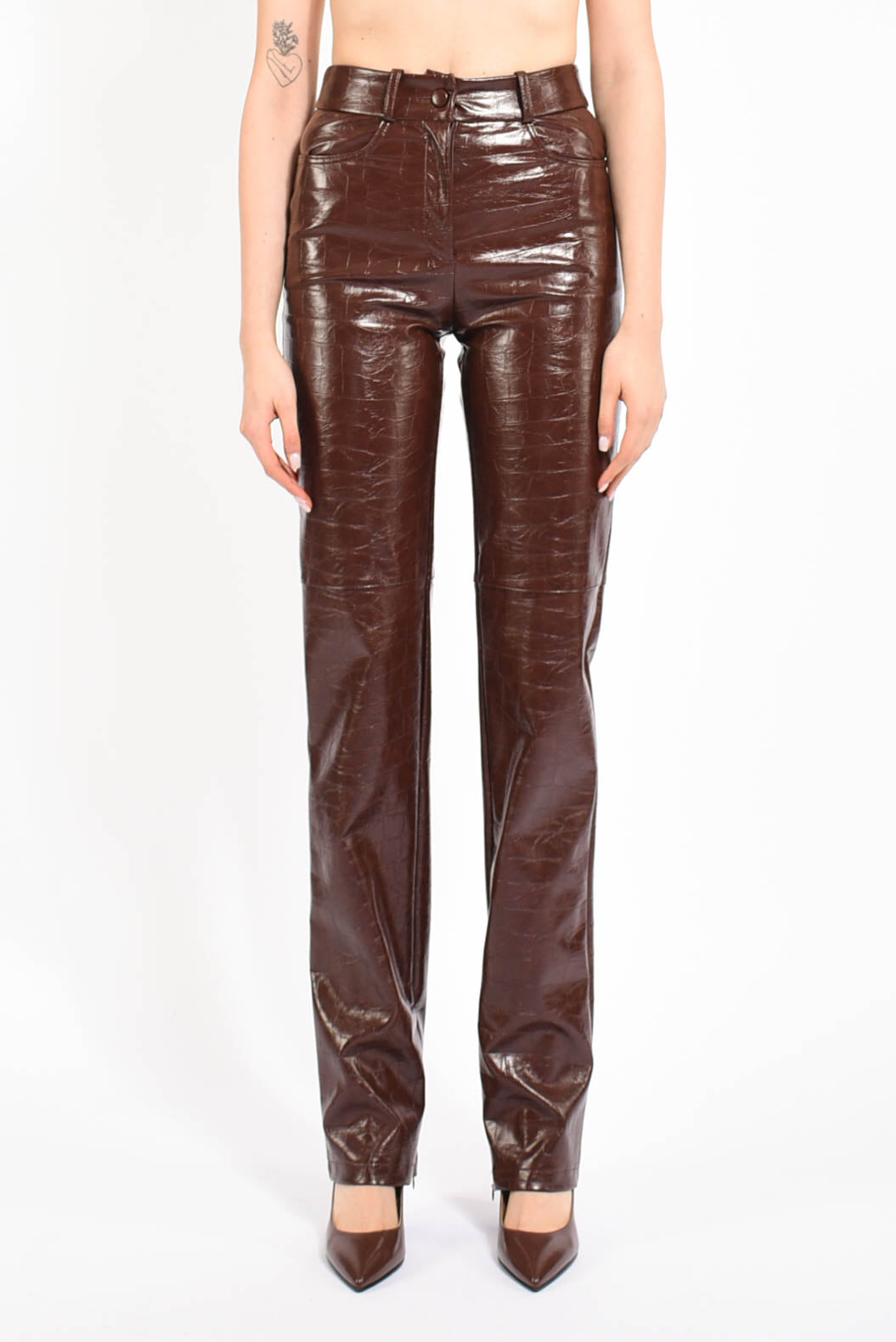 pantaloni in ecopelle