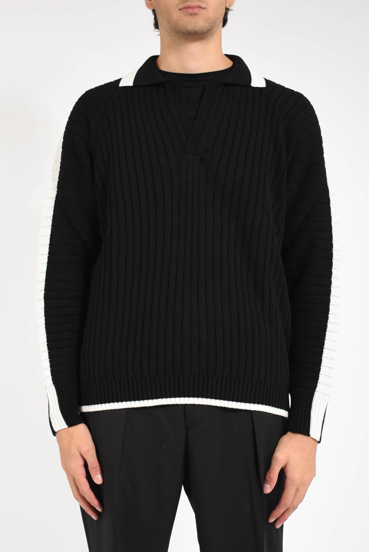 Polo rigata in misto lana