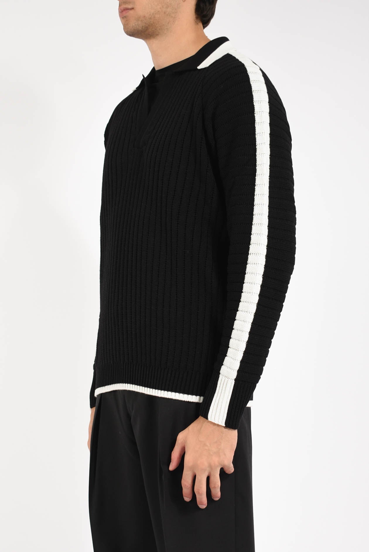 Polo rigata in misto lana