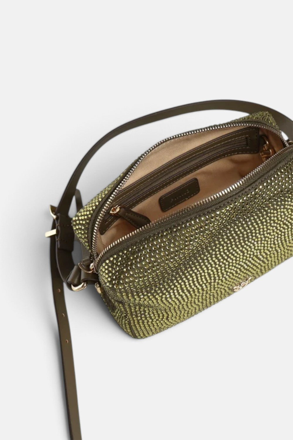 Borsa bauletto a tracolla mini effetto suede full strass 106967A3O8