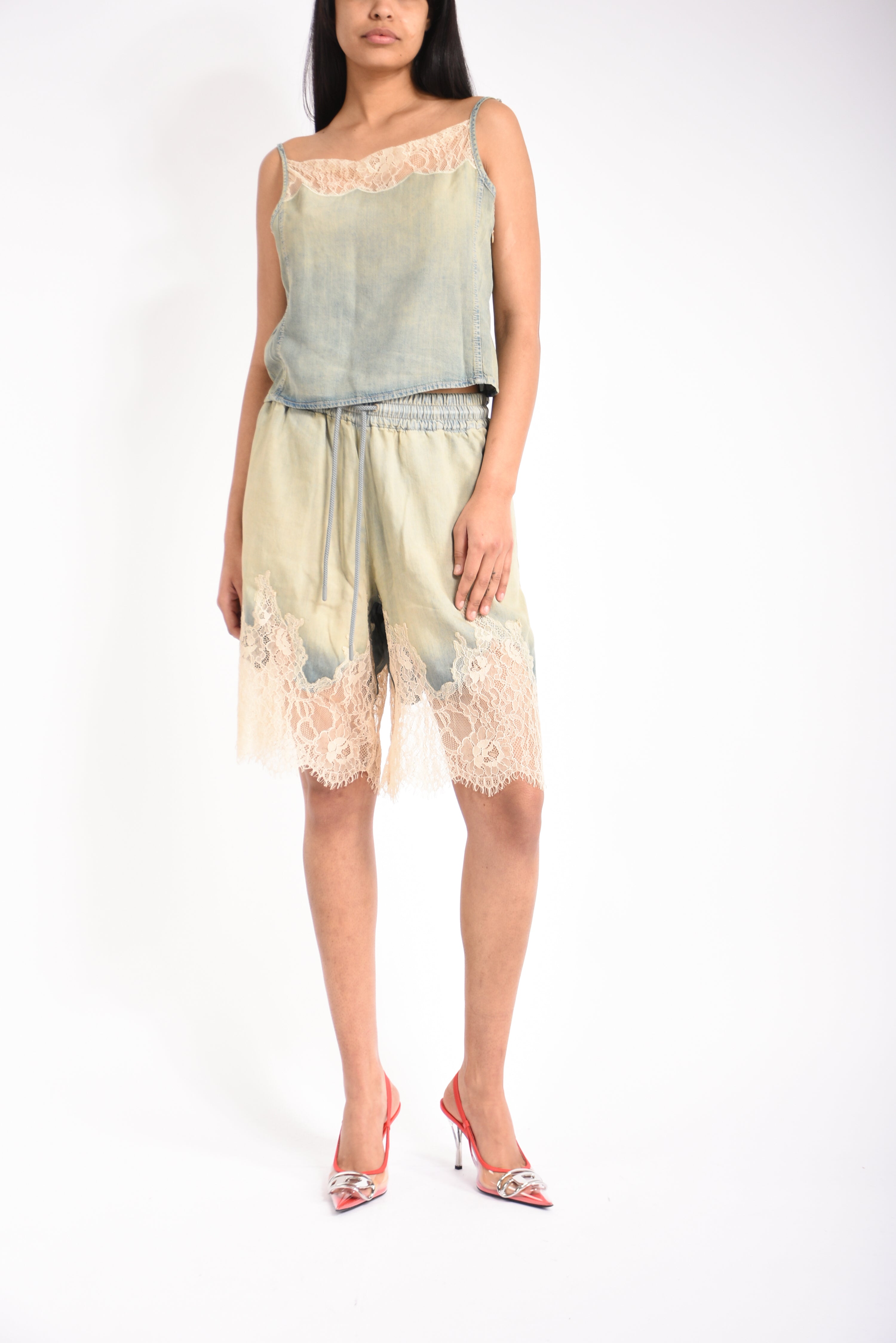 top in pizzo e denim de-mery-s