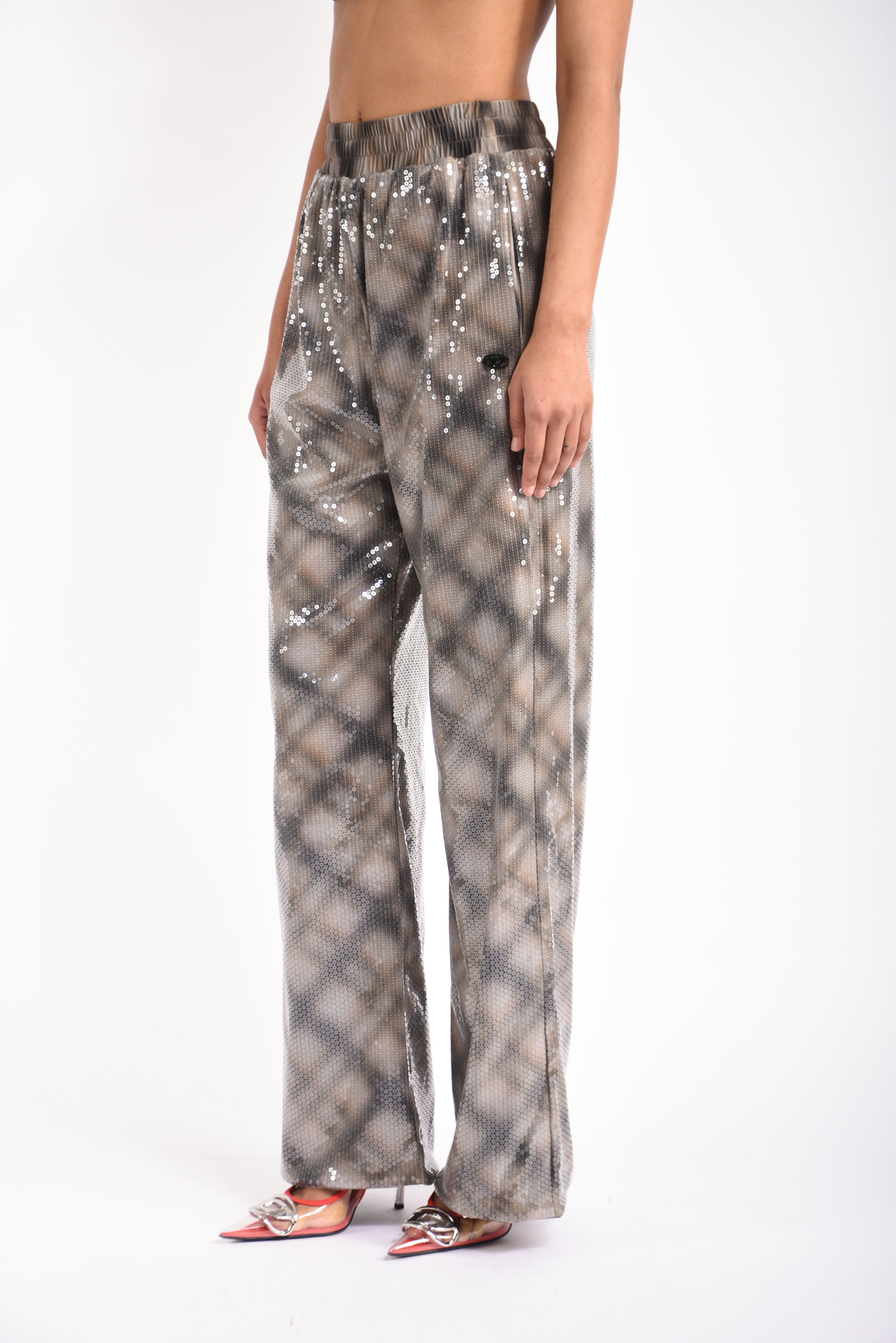 pantaloni ampi in paillettes p-erqueen