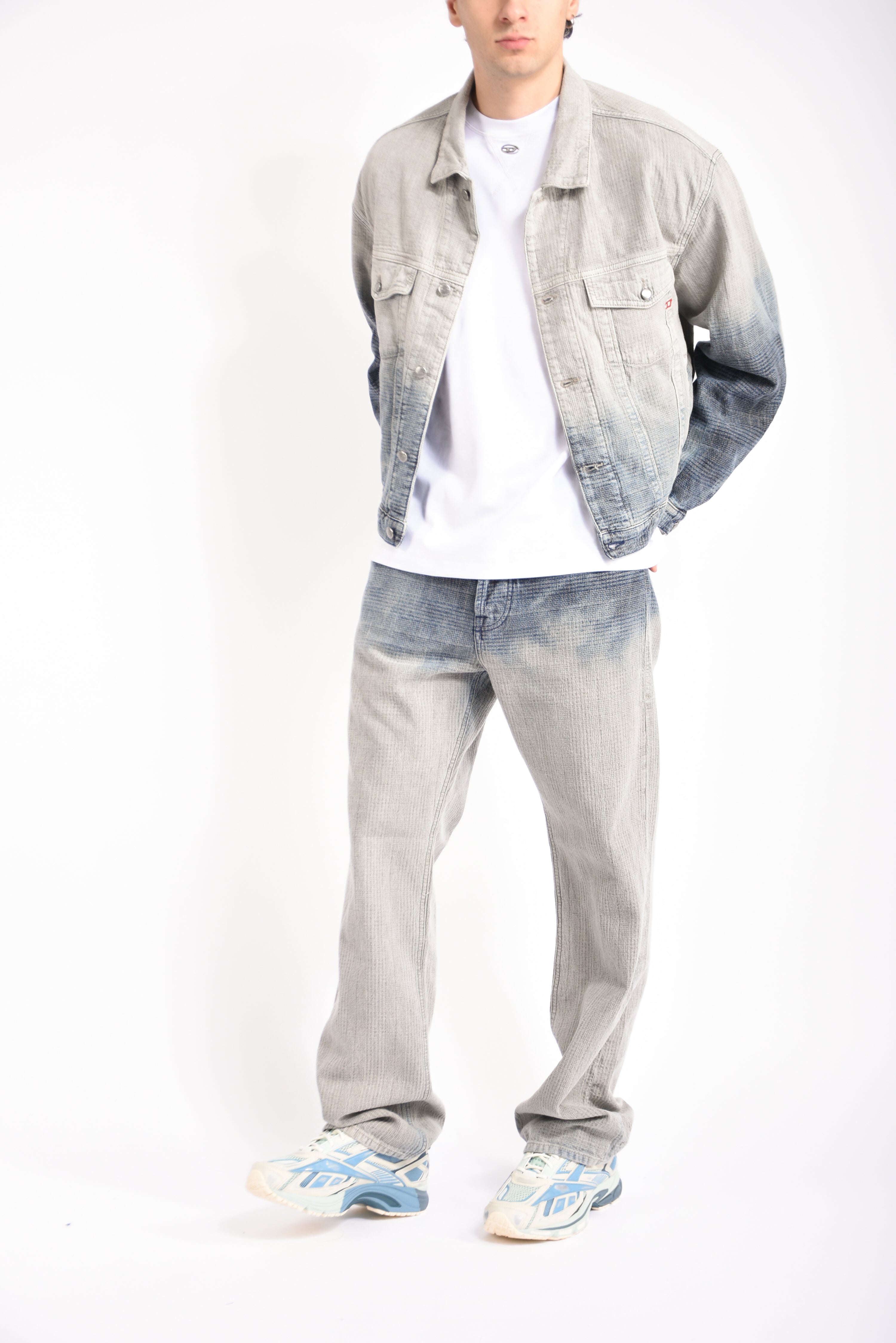 Giubbino in denim jacquard