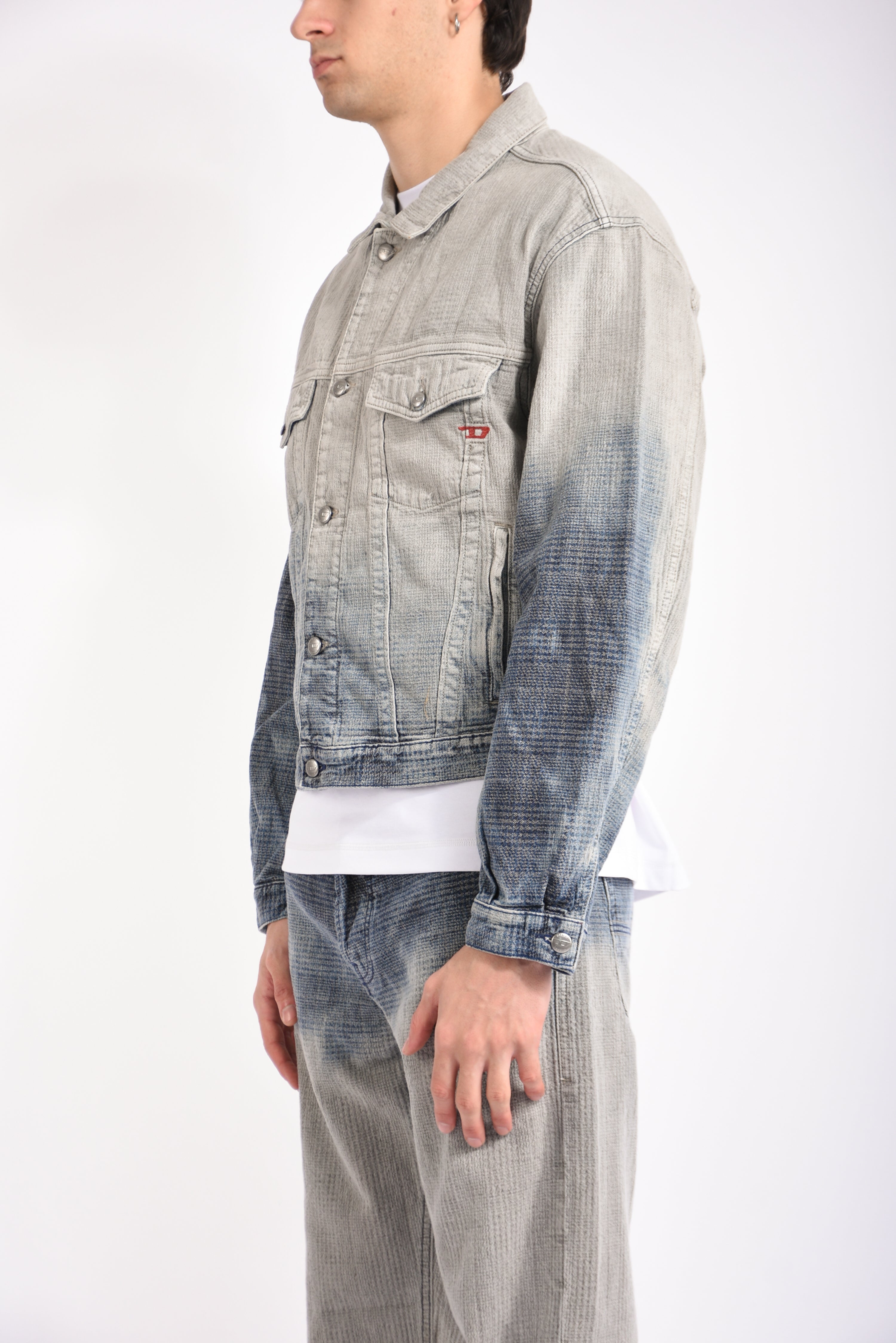 Giubbino in denim jacquard