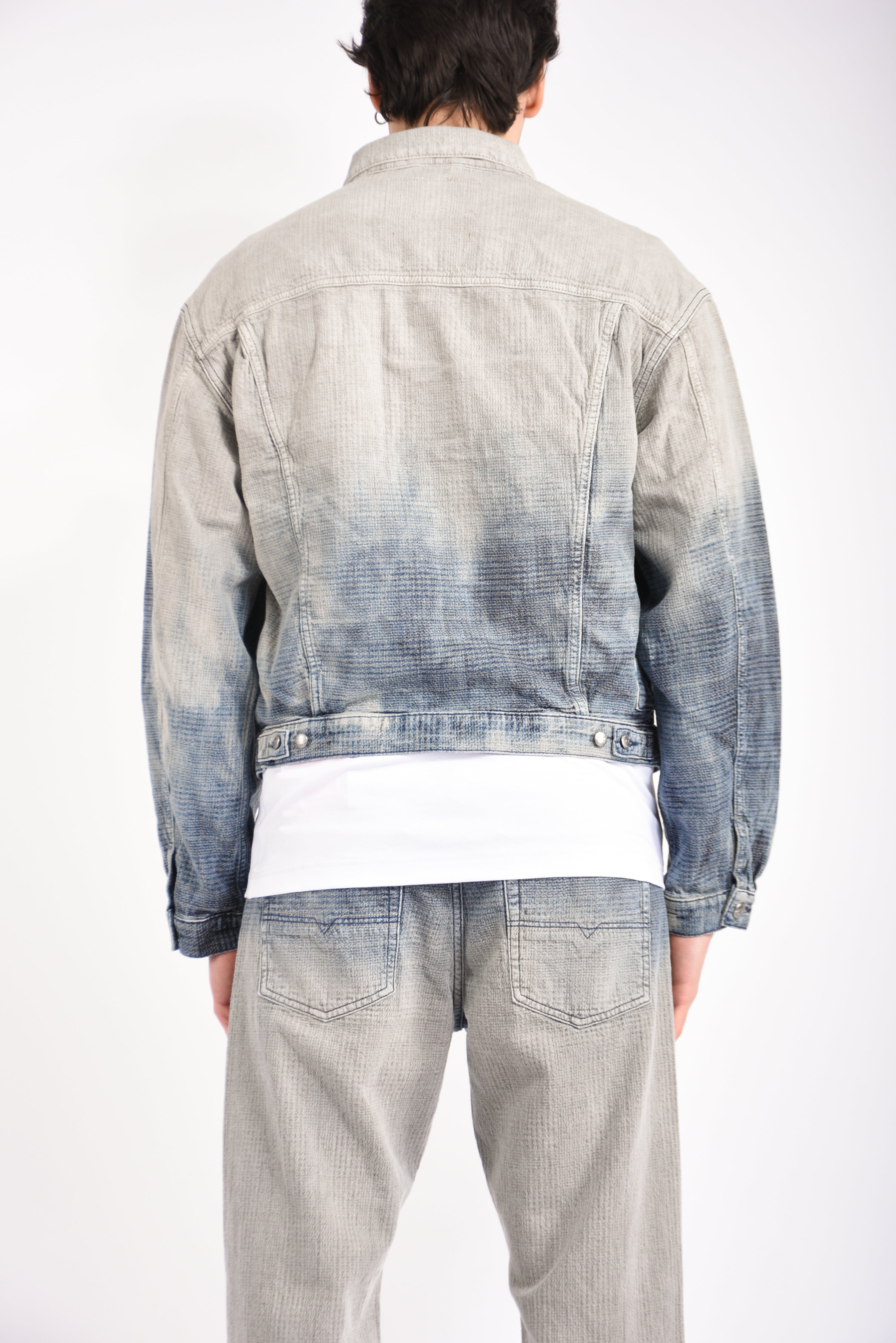 Giubbino in denim jacquard