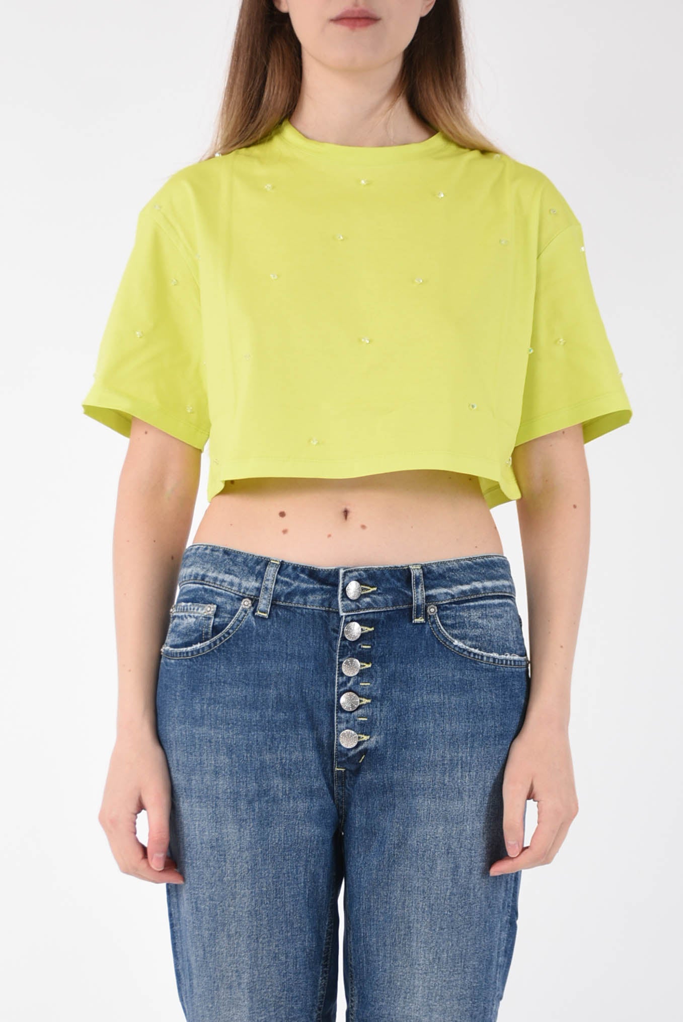 DONDUP t-shirt crop in cotone