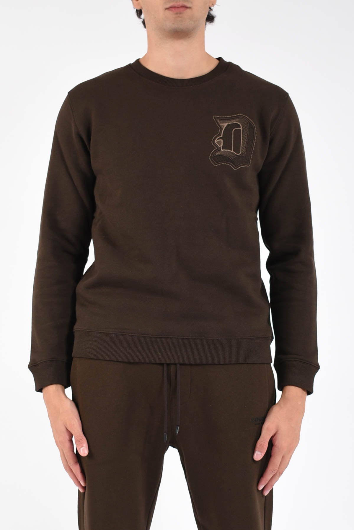 felpa girocollo con logo ricamato