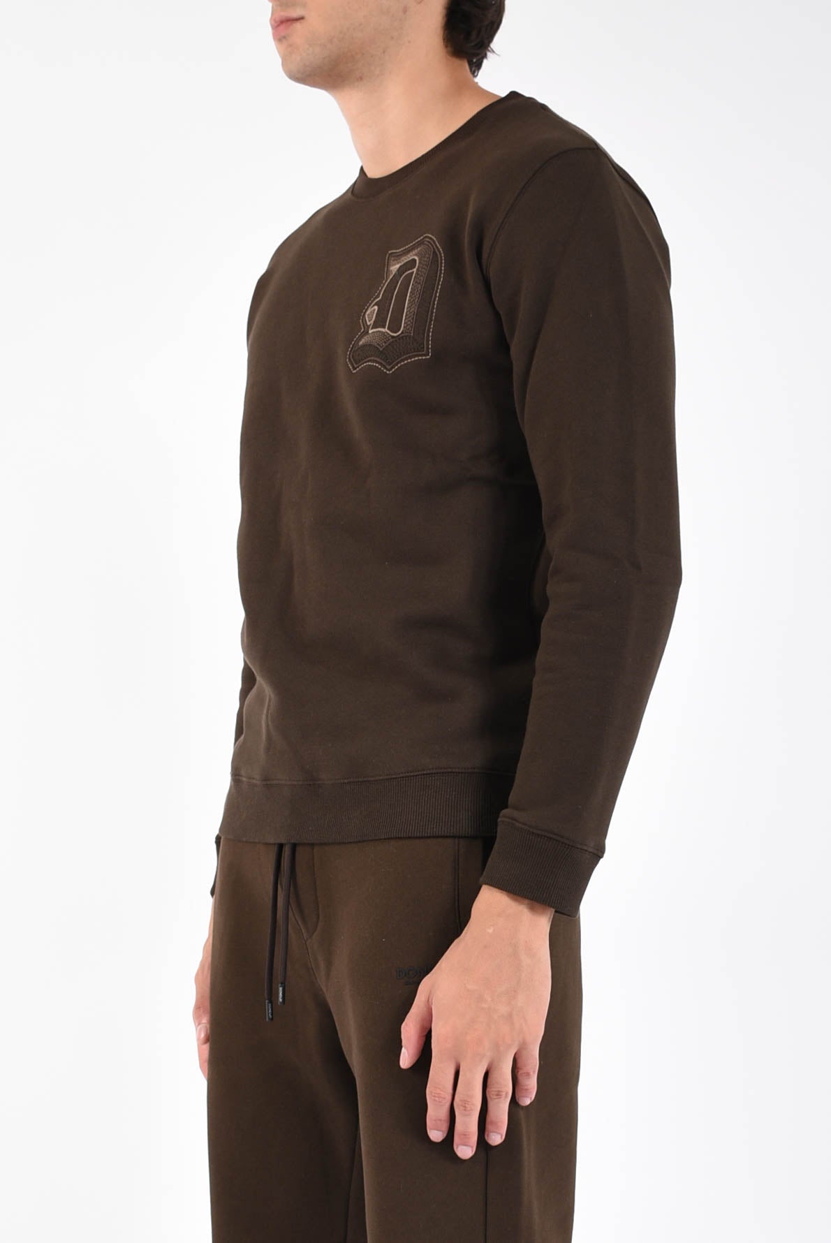 felpa girocollo con logo ricamato