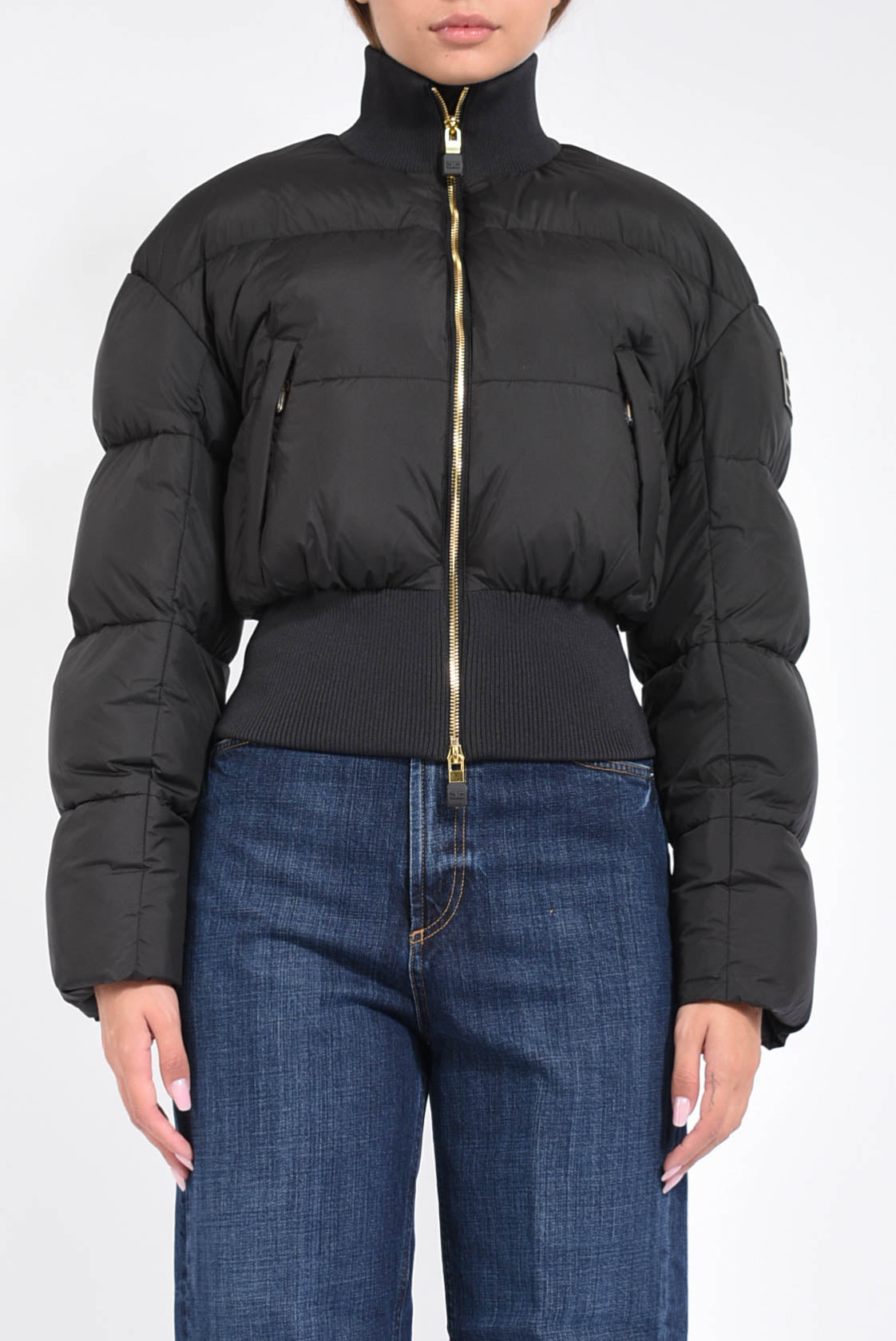 Piumino cropped in tessuto tecnico