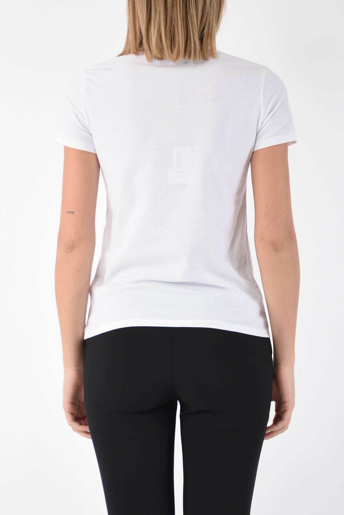 ELISABETTA FRANCHI t-shirt con logo strass