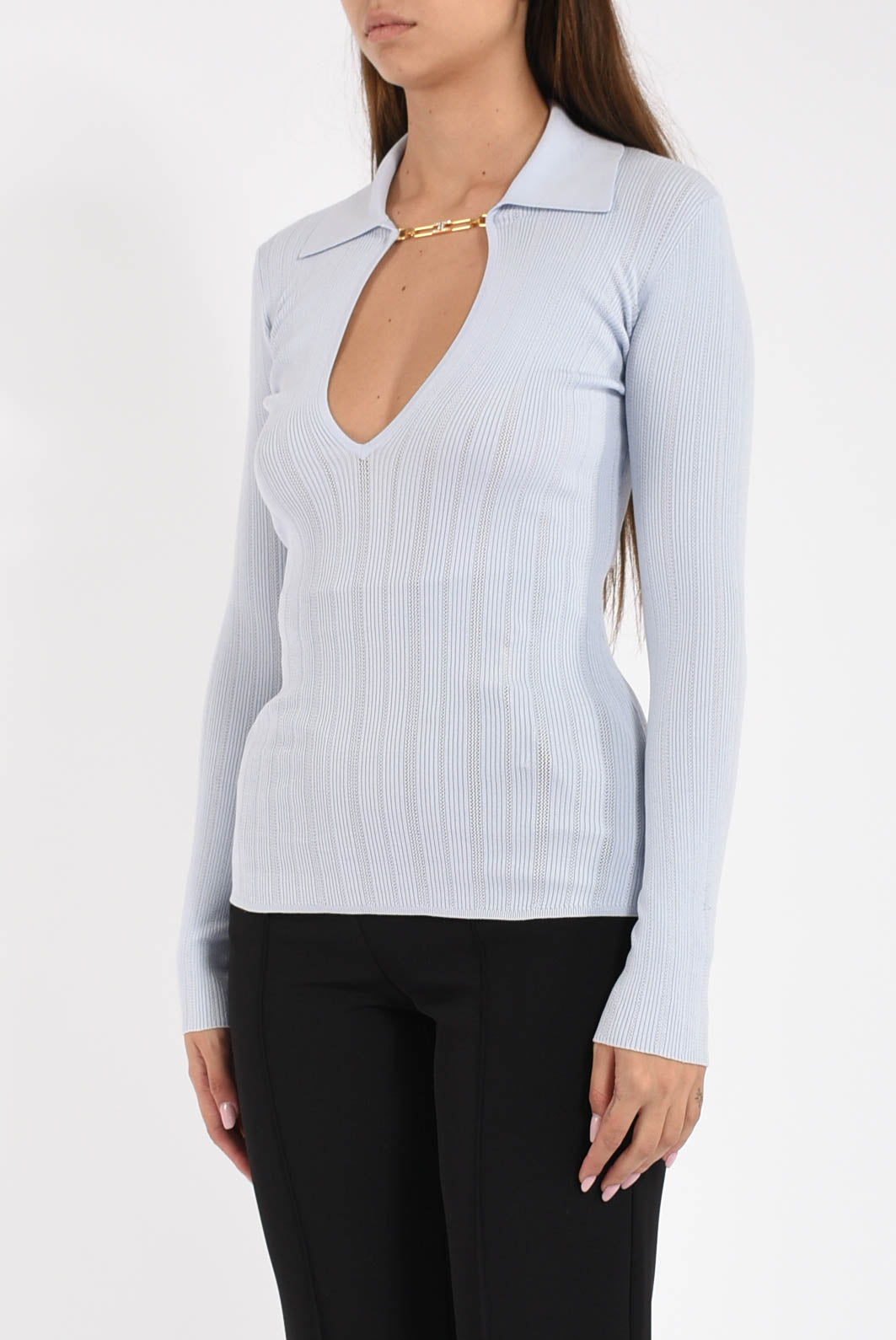 maglia a costine con dettagli