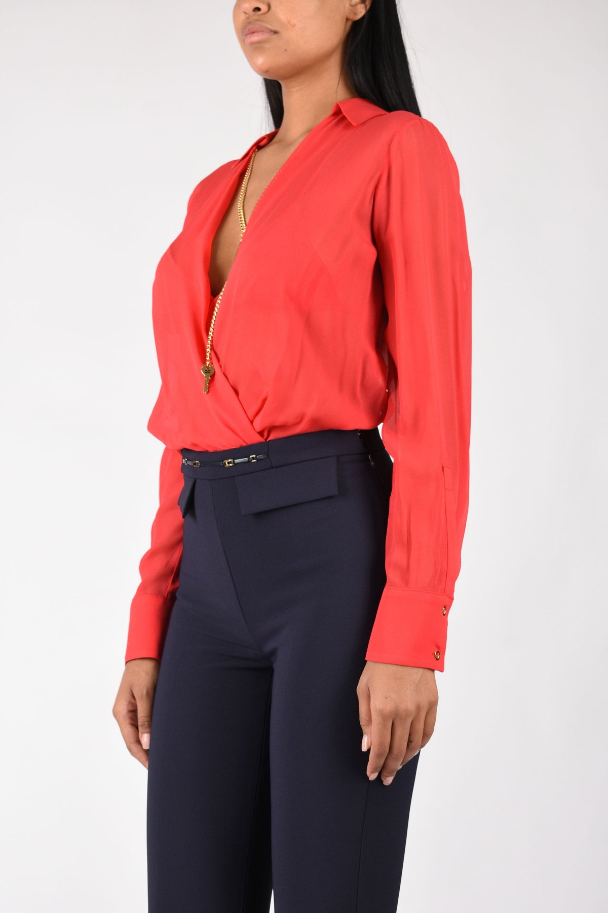 Body in georgette con catena gioiello CB00966E2