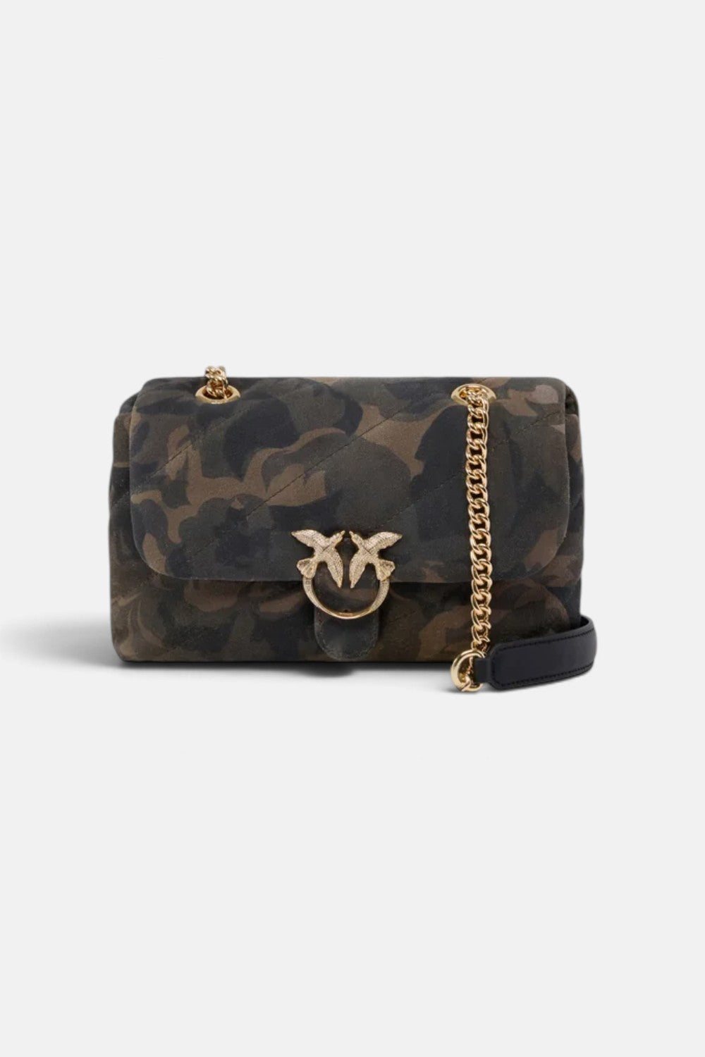 Borsa a tracolla Mini Love Bag Puff in suede con stampa camouflage 100039A3LR