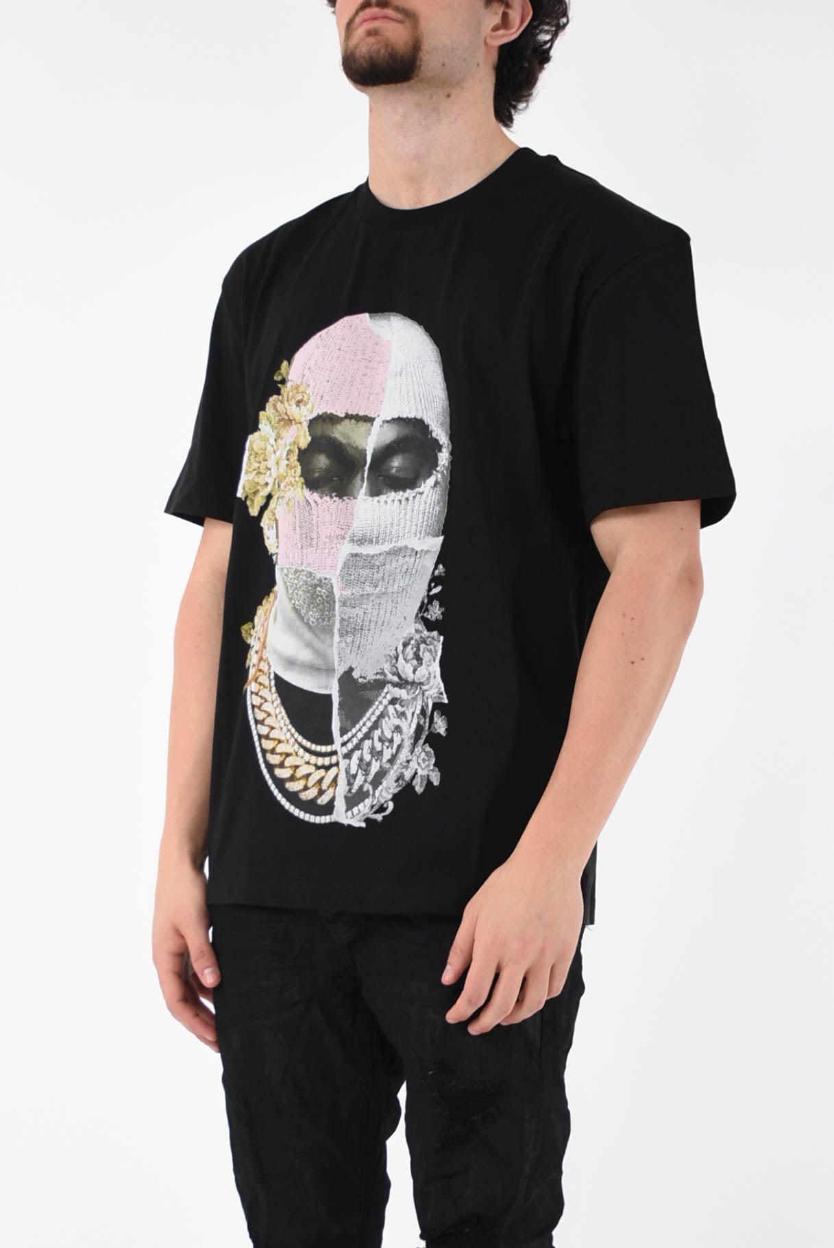 IH NOM UH NIT t-shirt whit newspaper mask print