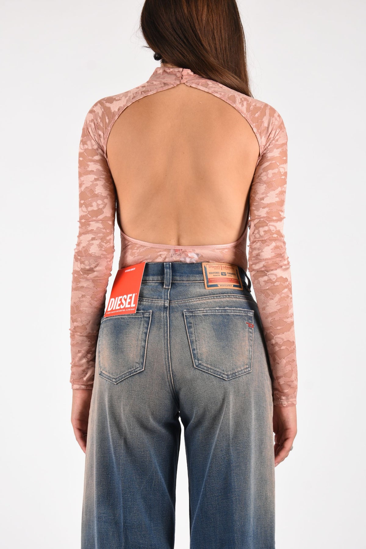 Body in pizzo di nylon con schiena scoperta A225720DRAK