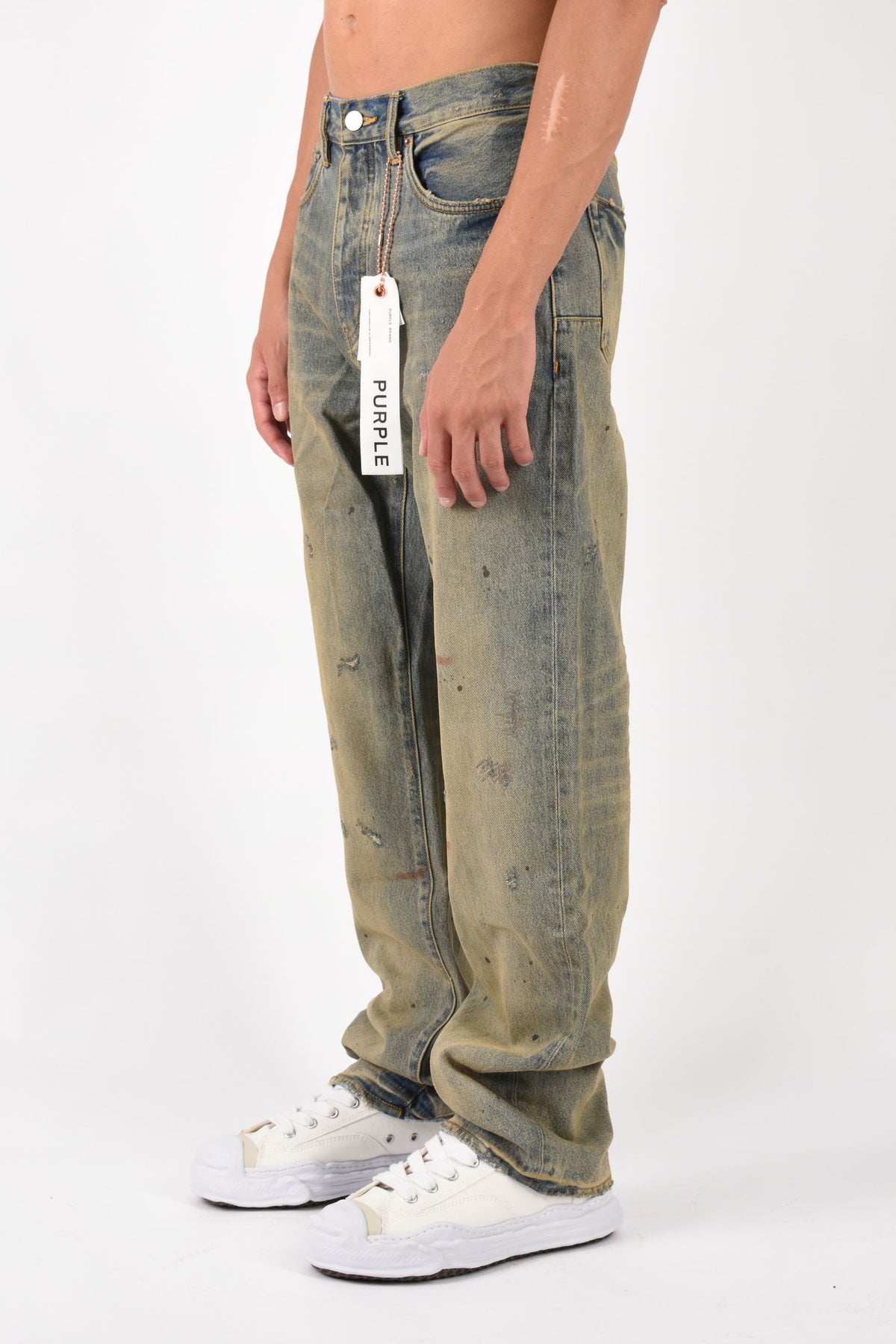 Jeans Straight Leg Dirty Oil Repair