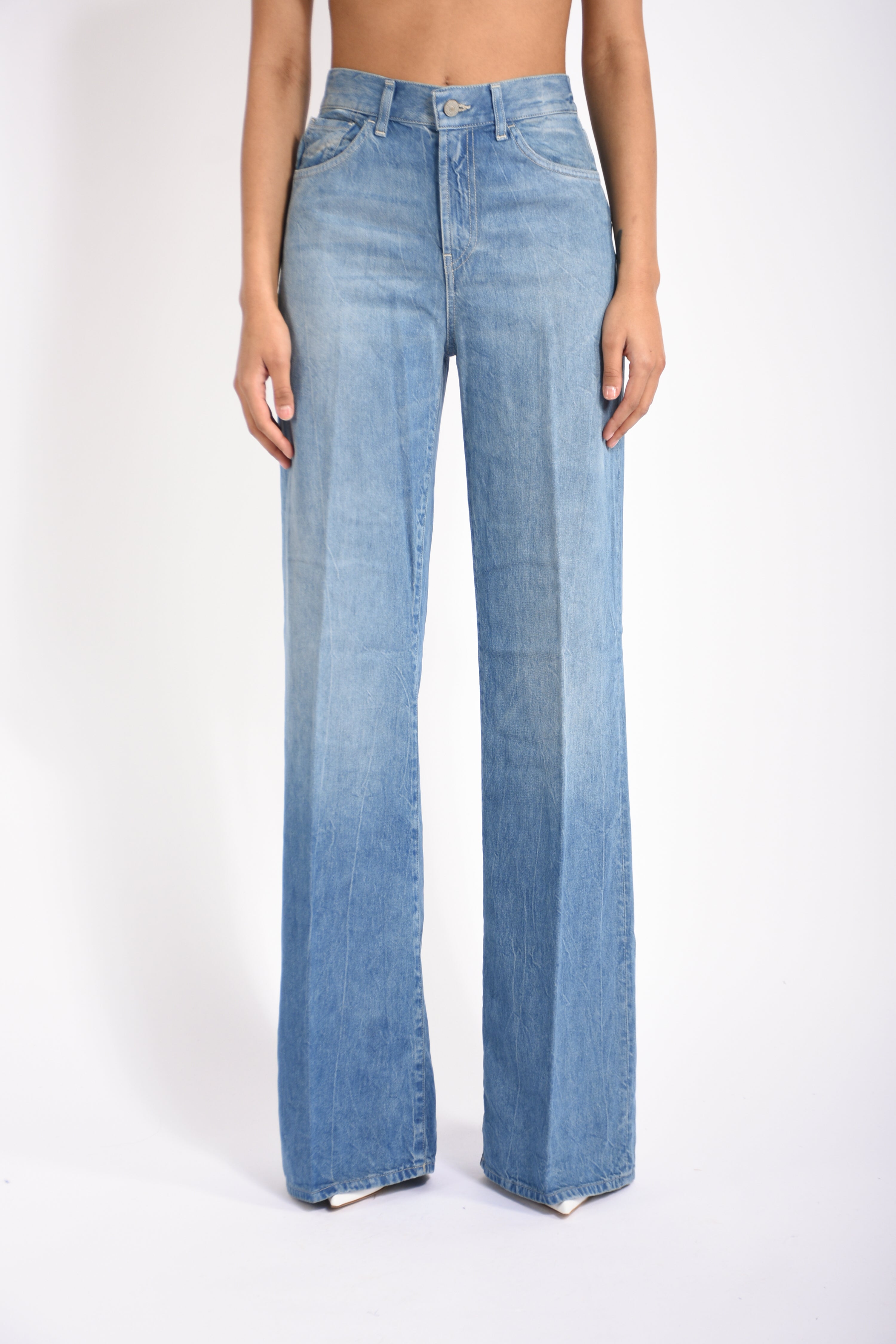 jeans wid leg in denim amber
