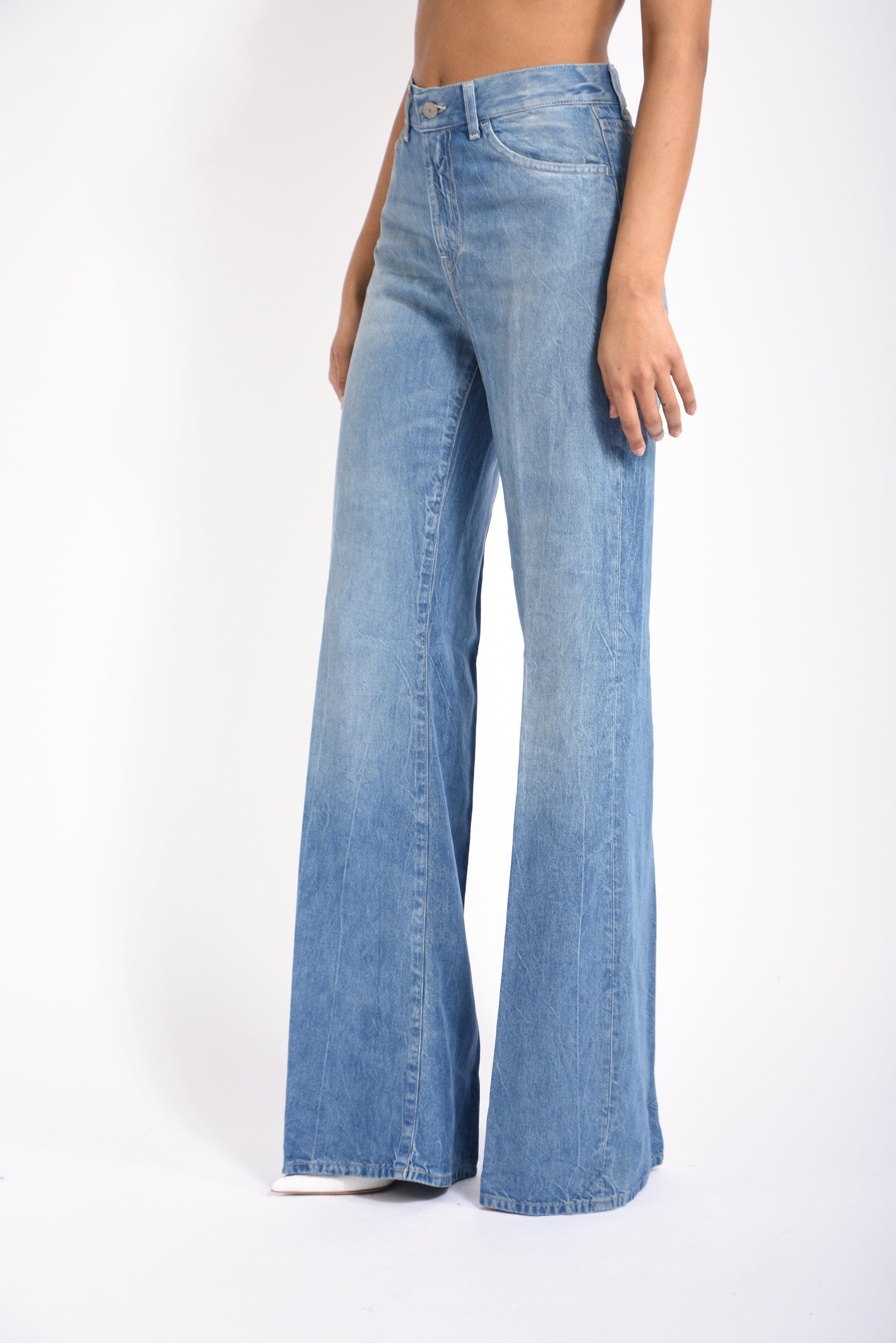 jeans wid leg in denim amber