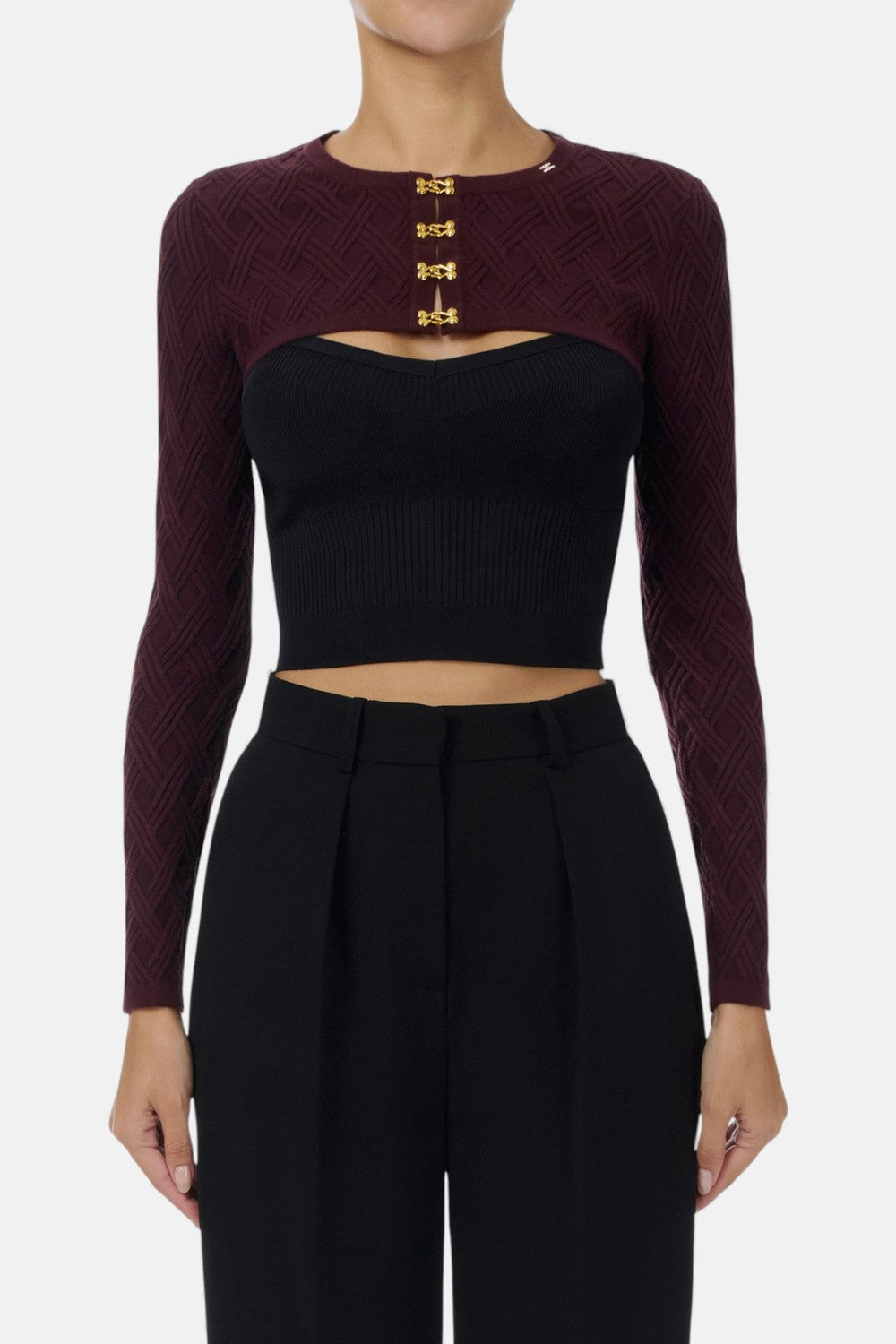 Cardigan in maglia con ganci gioiello