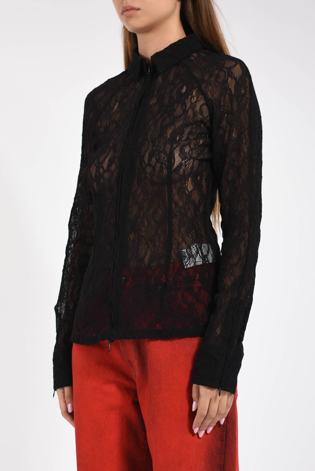 camicia in pizzo con zip