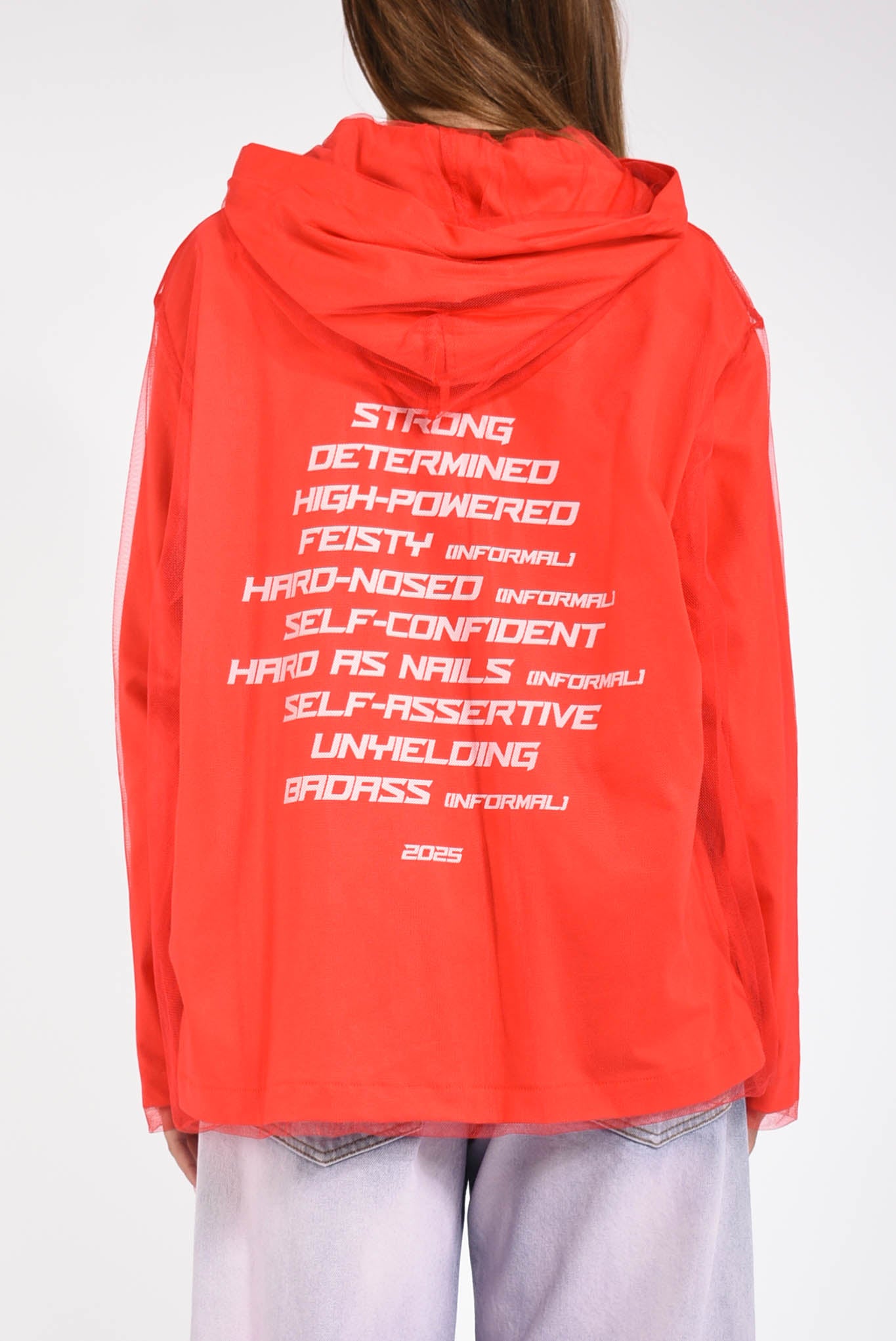 felpa con cappuccio in tulle