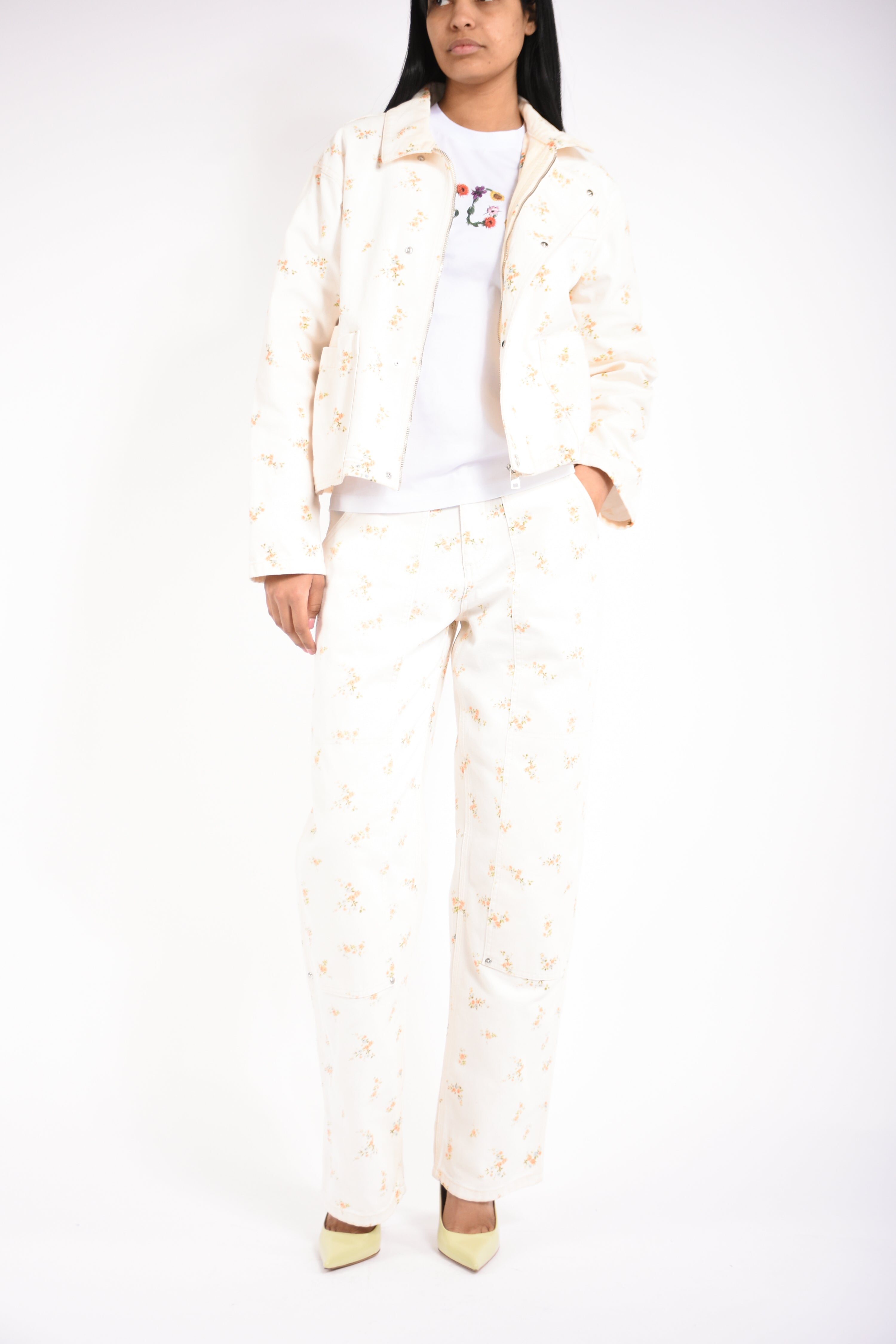 jeans in canvas di cotone stampato
