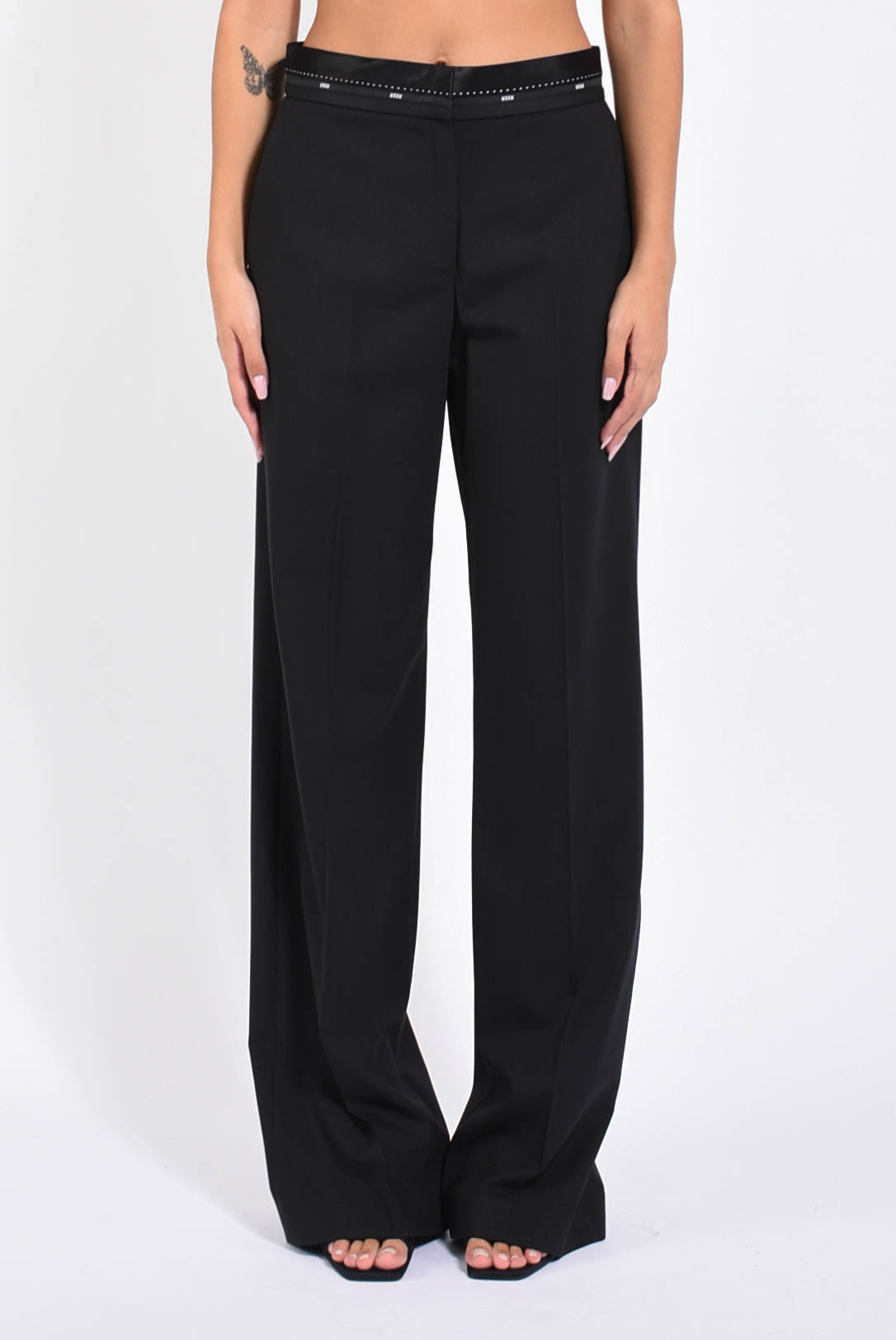 pantaloni a palazzo in fresco lana