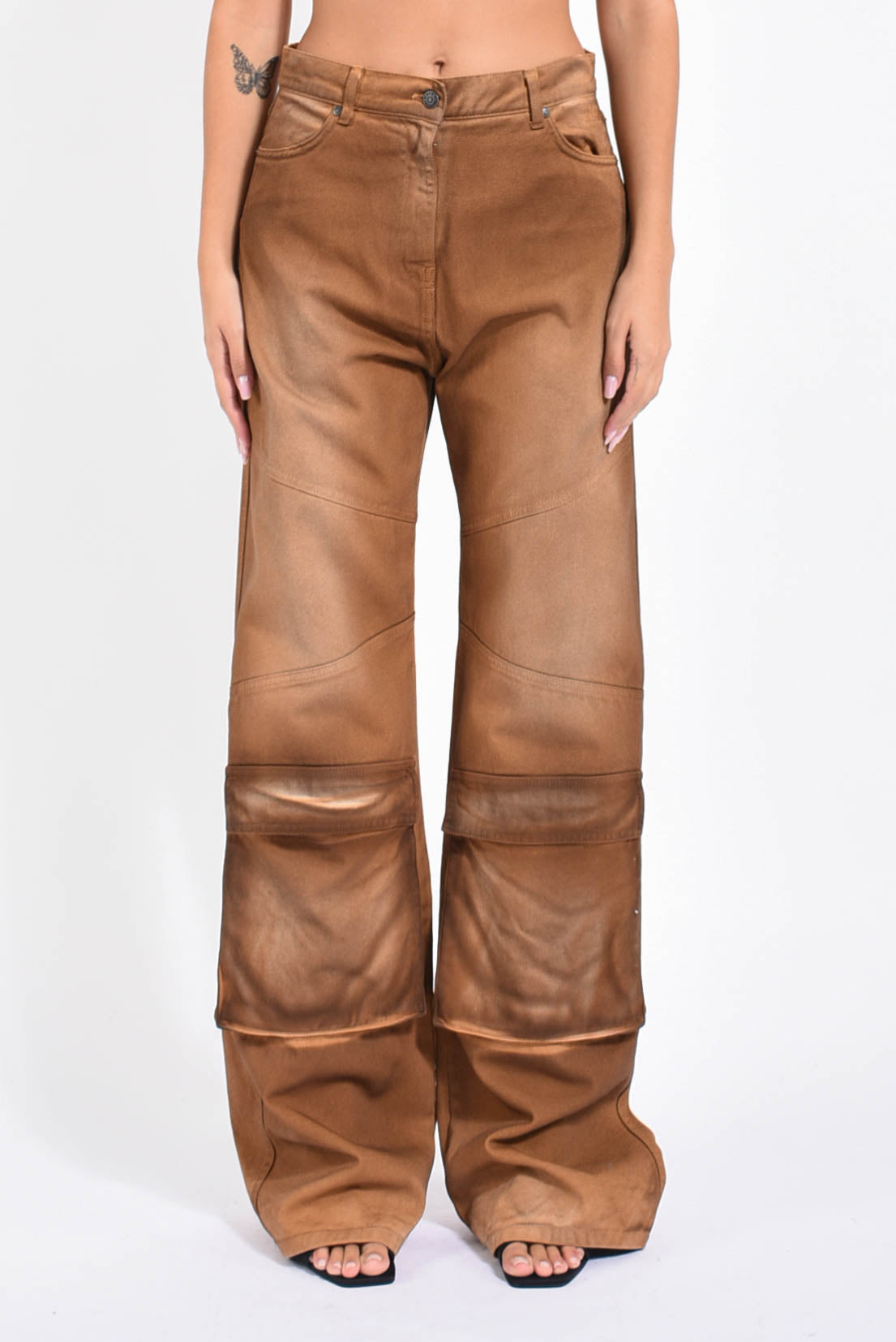 Pantaloni cargo in denim effetto spray