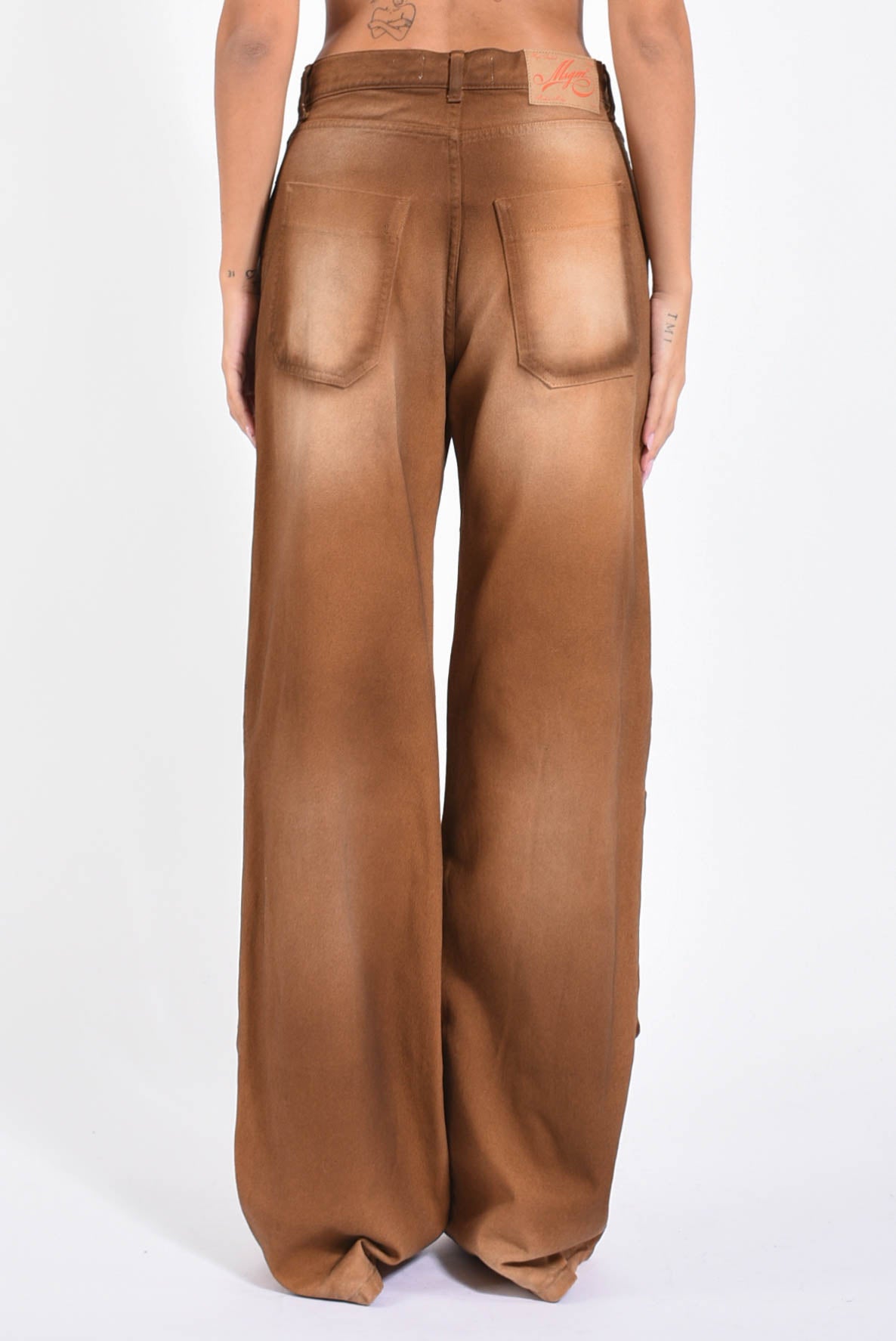 Pantaloni cargo in denim effetto spray