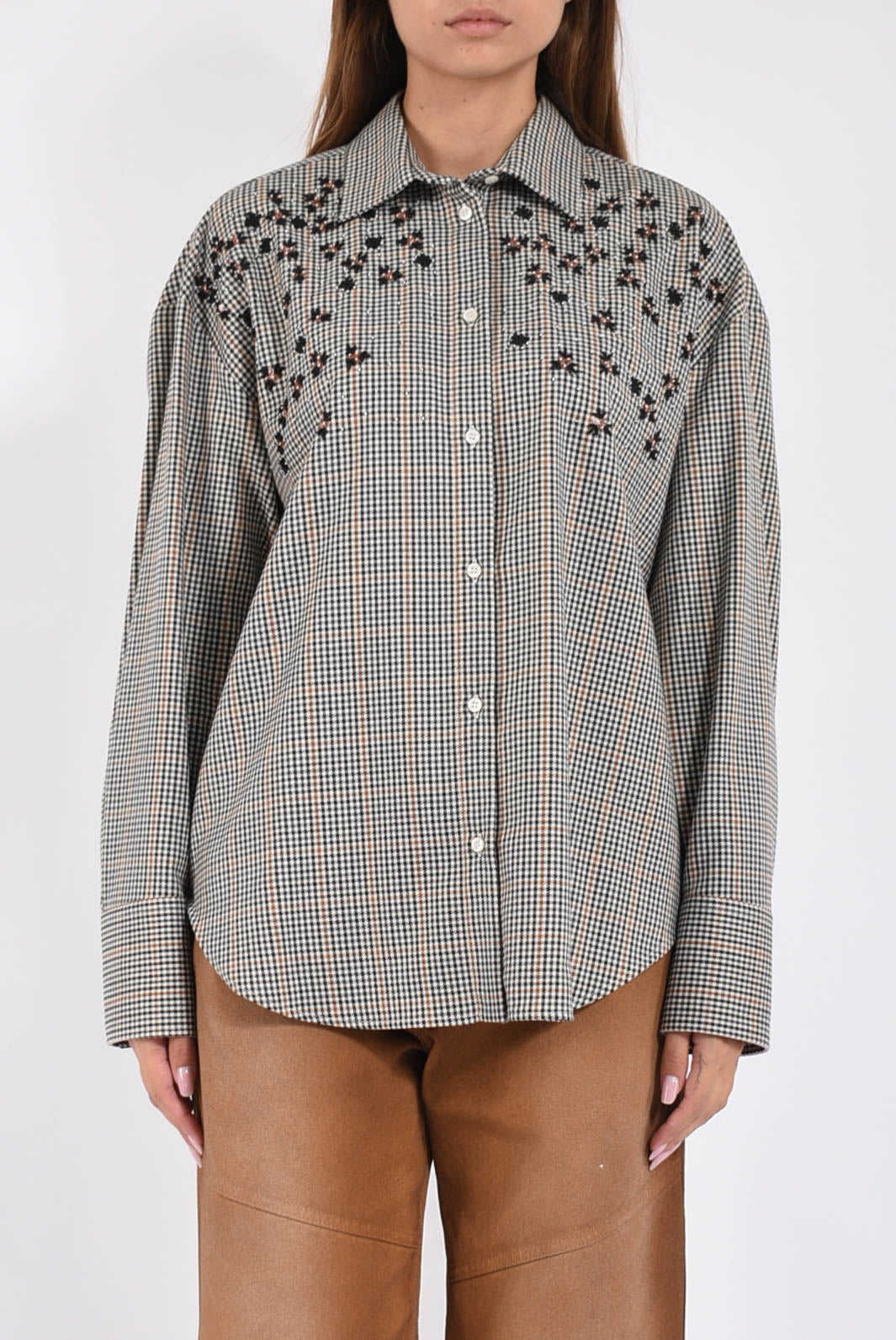 camicia con motivo a quadri