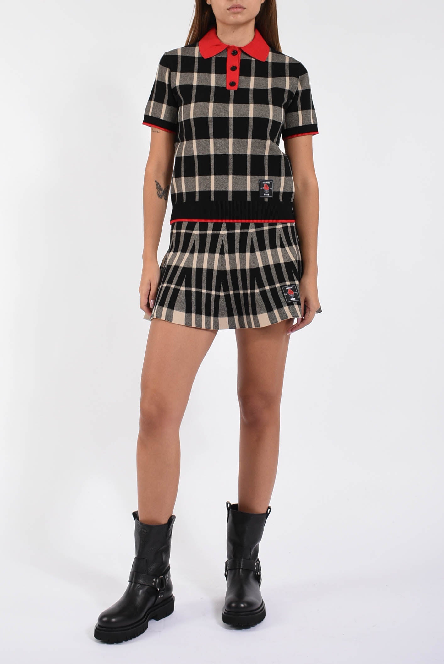 polo  in techno piquet con motivo check