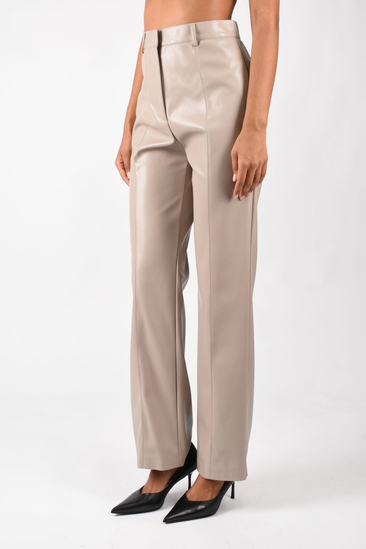 Pantalone vita alta straight in vegan leather A26CPPA00802