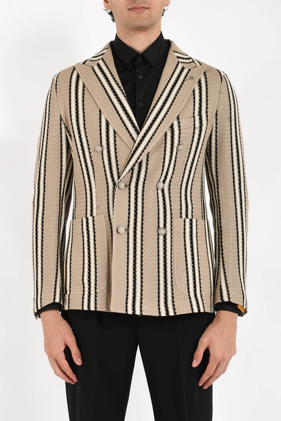 Giacca rigata in jersey di cotone