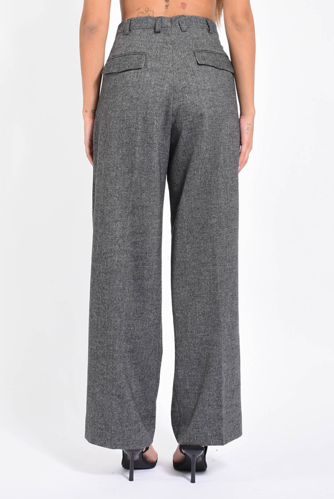 Pantaloni Ampi In Tessuto Tramato