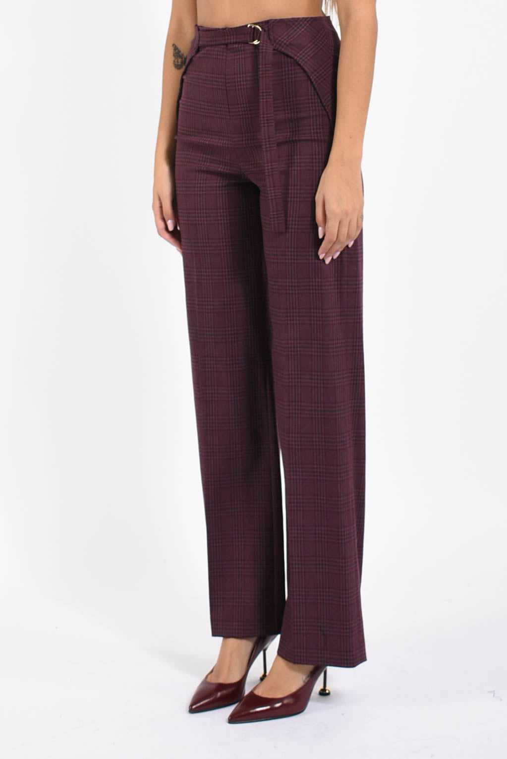 pantaloni a vita bassa checked