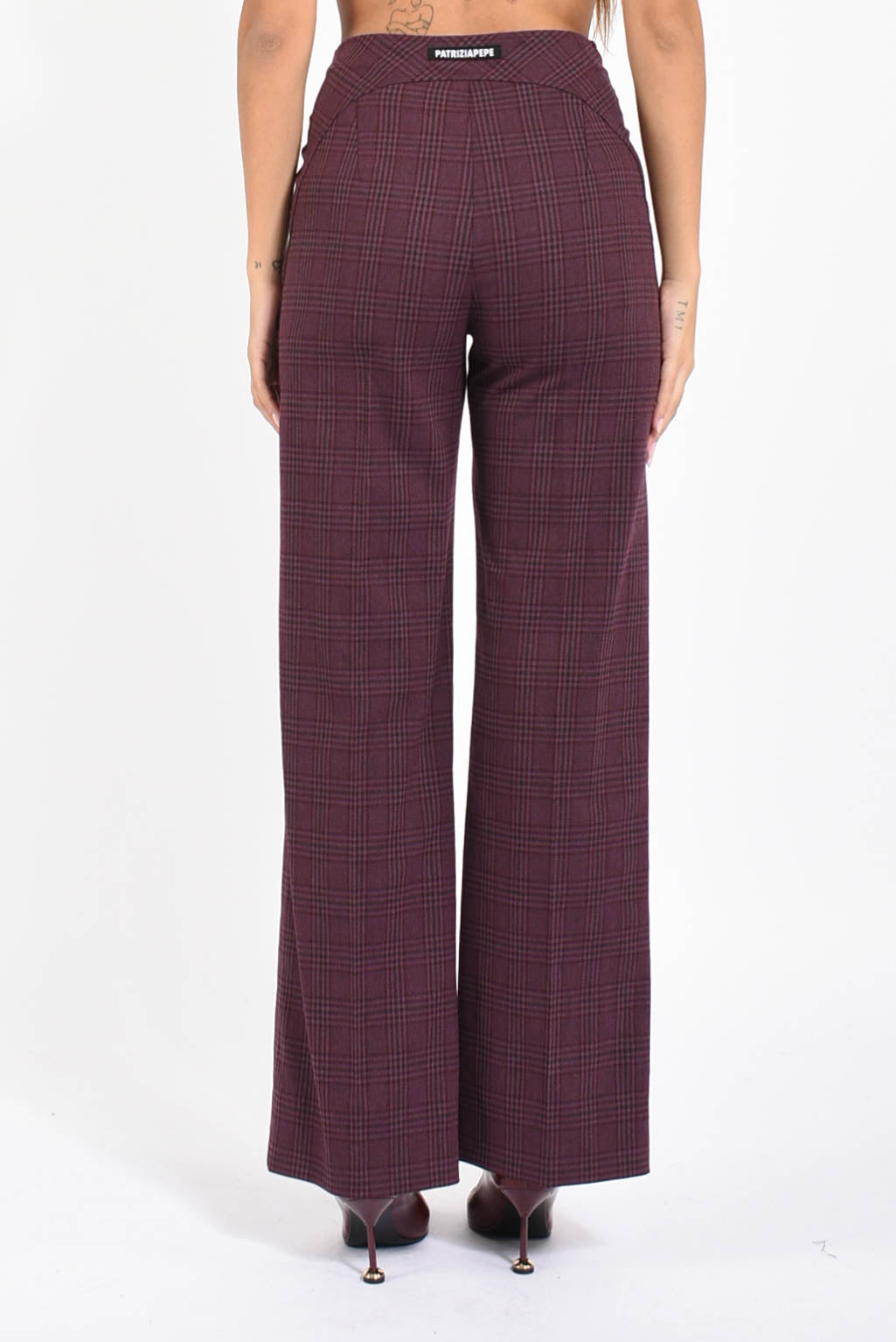 pantaloni a vita bassa checked