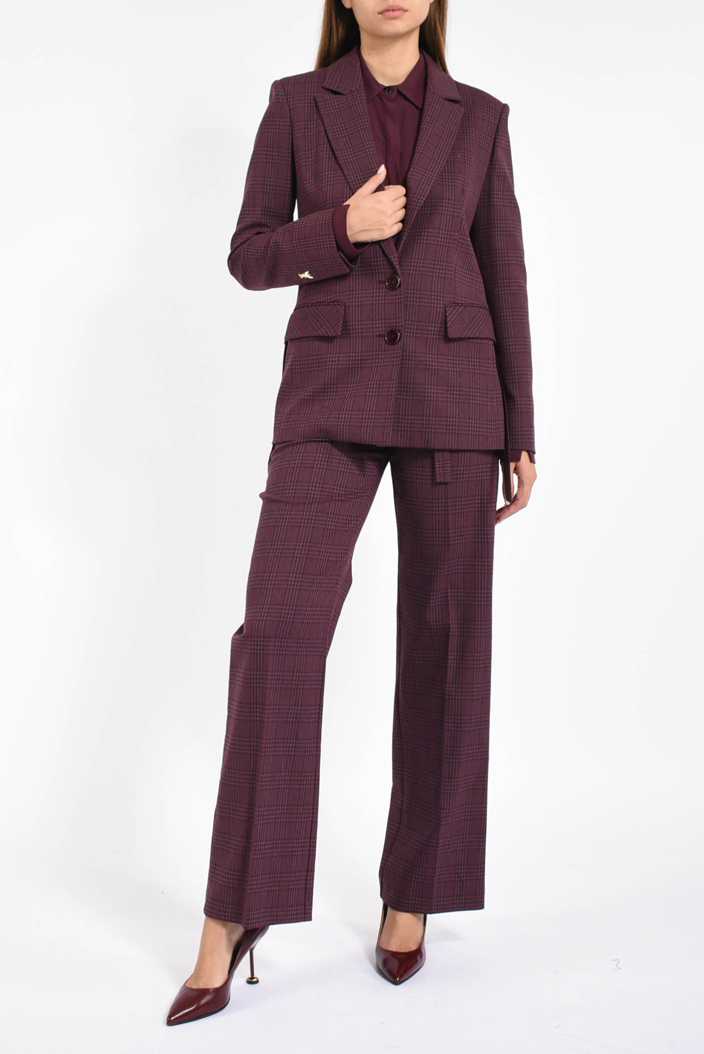 pantaloni a vita bassa checked