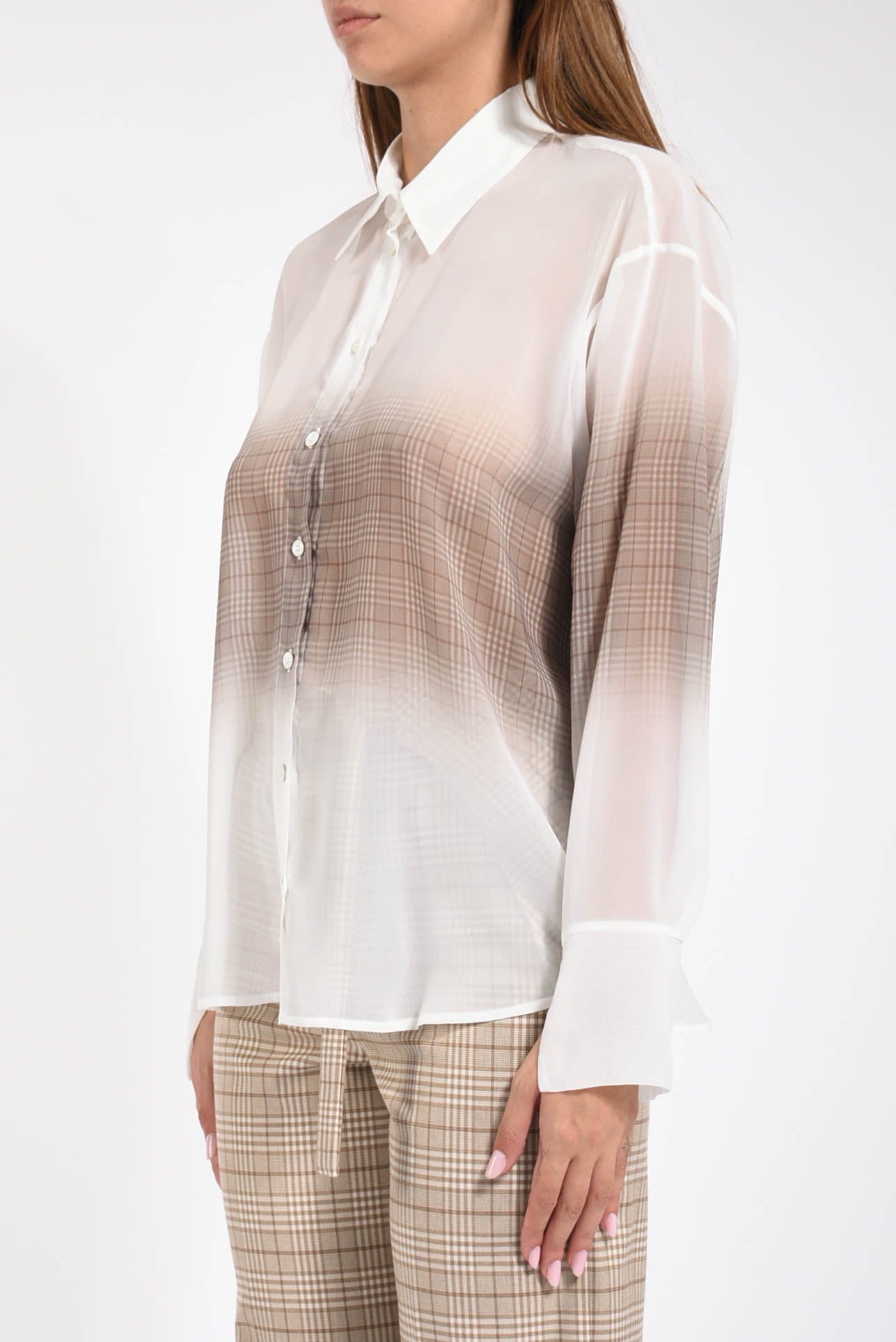camicia in chiffon con stampa