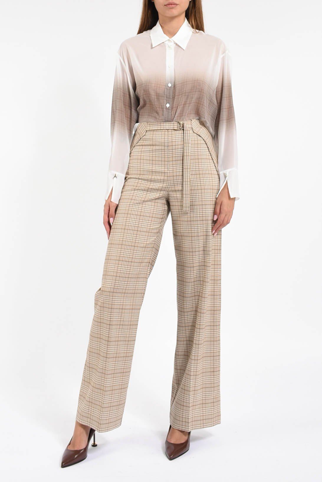 pantaloni a vita bassa checked