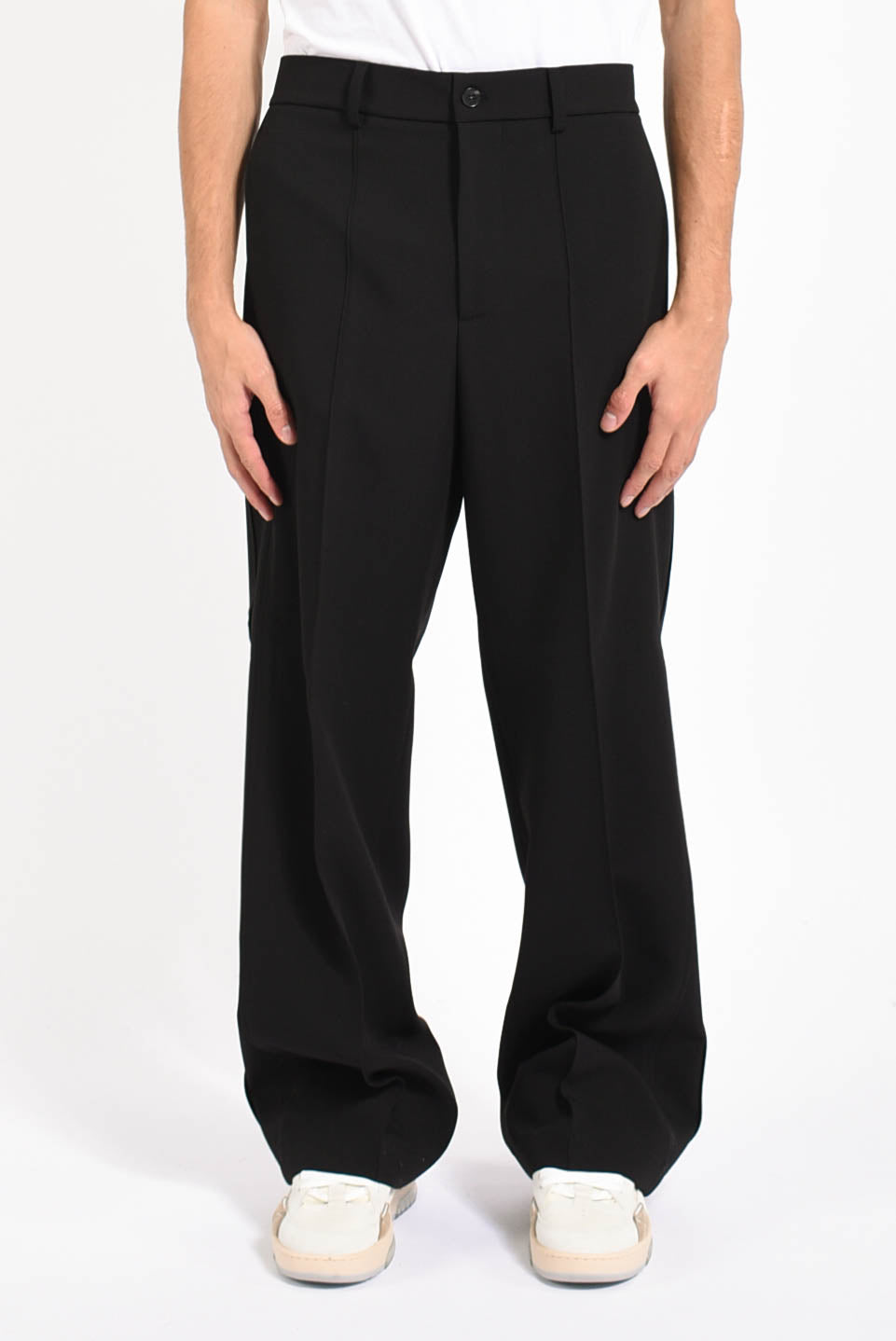 Pantaloni dritti in fresco lana