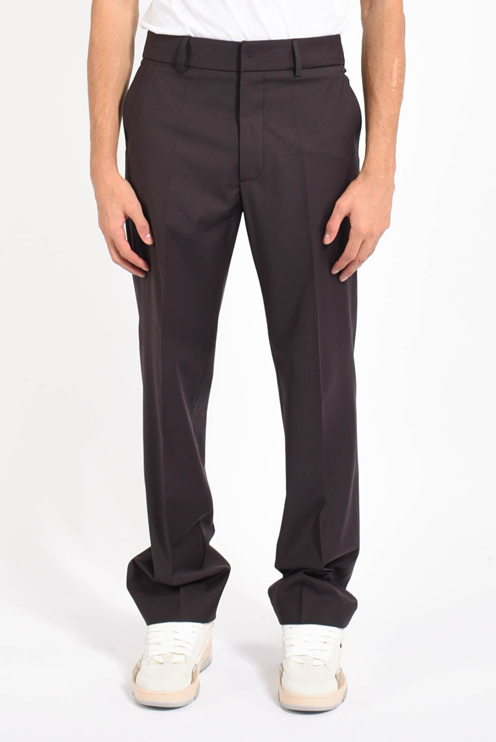 Pantaloni dritti in fresco lana