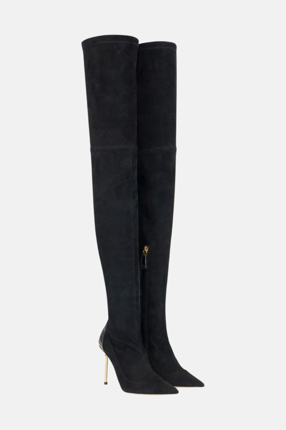 Stivali in pelle scamosciata con dettagli effetto pitone