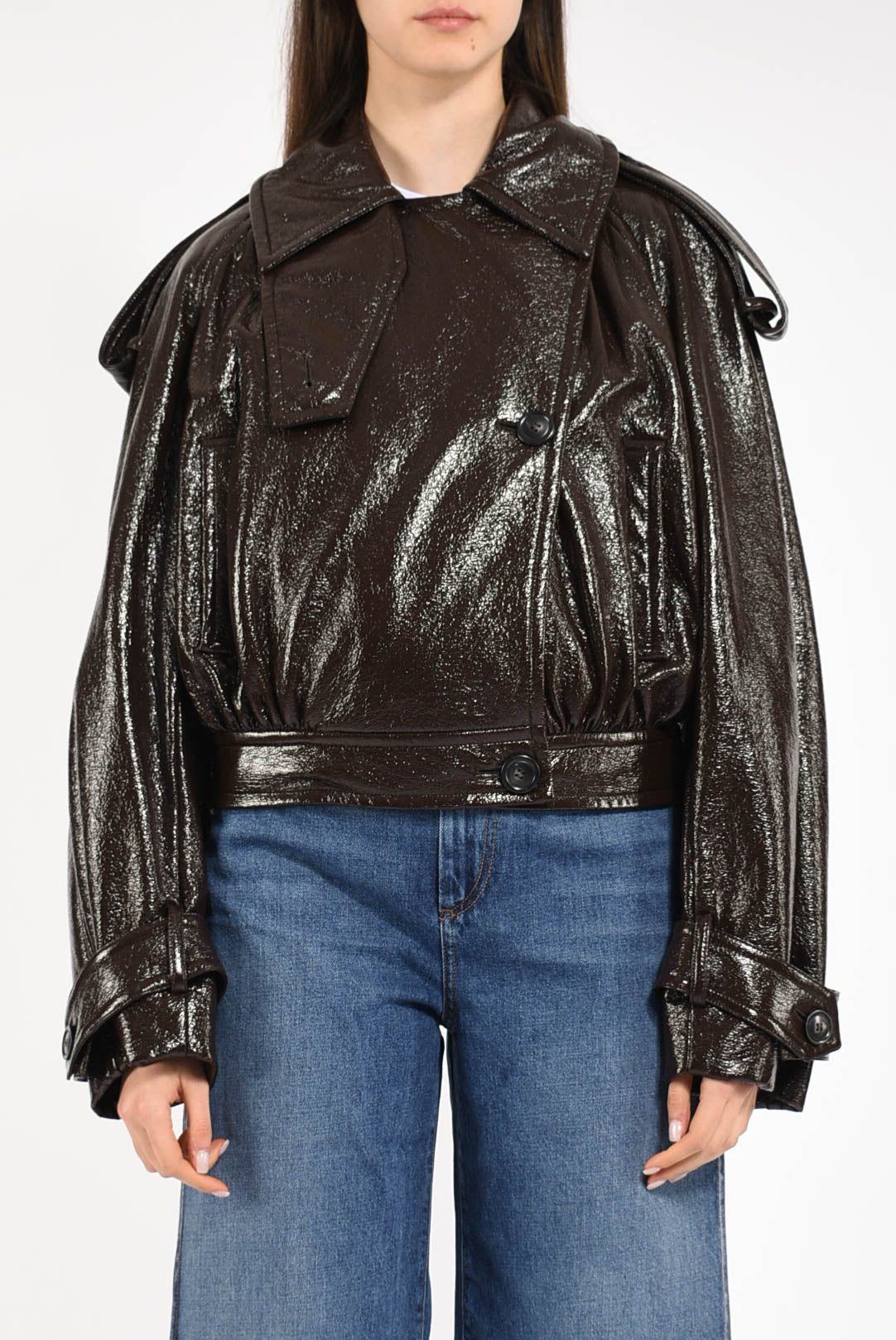 trench corto in vernice modello beta1234