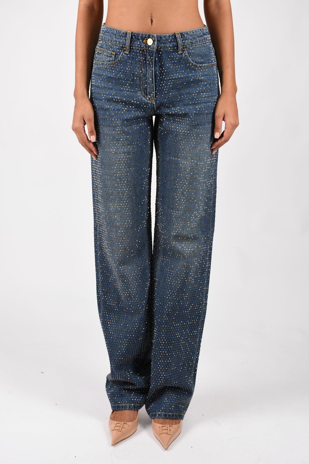 Jeans a palazzo con strass PJ24D66E2