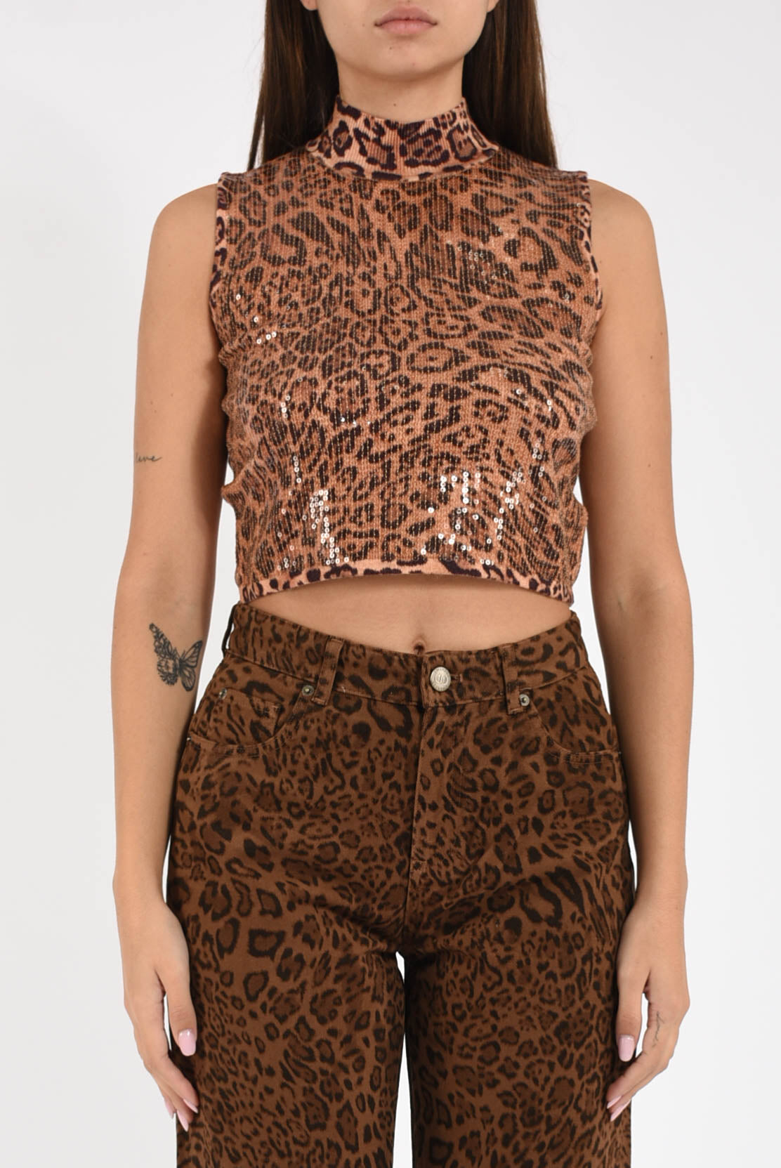 Top in maglia con paillettes