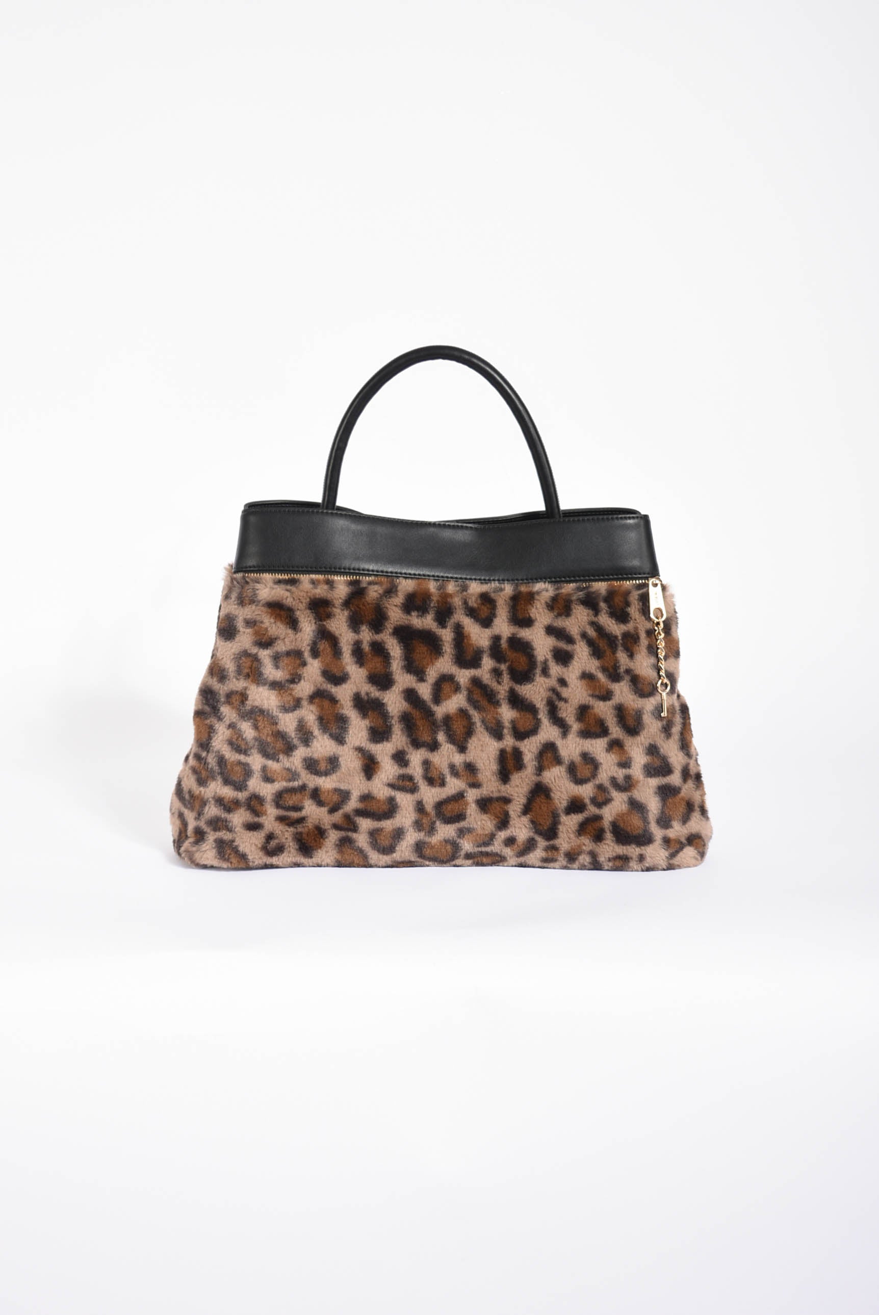 borsa shopper in faux fur con lock Oval T
