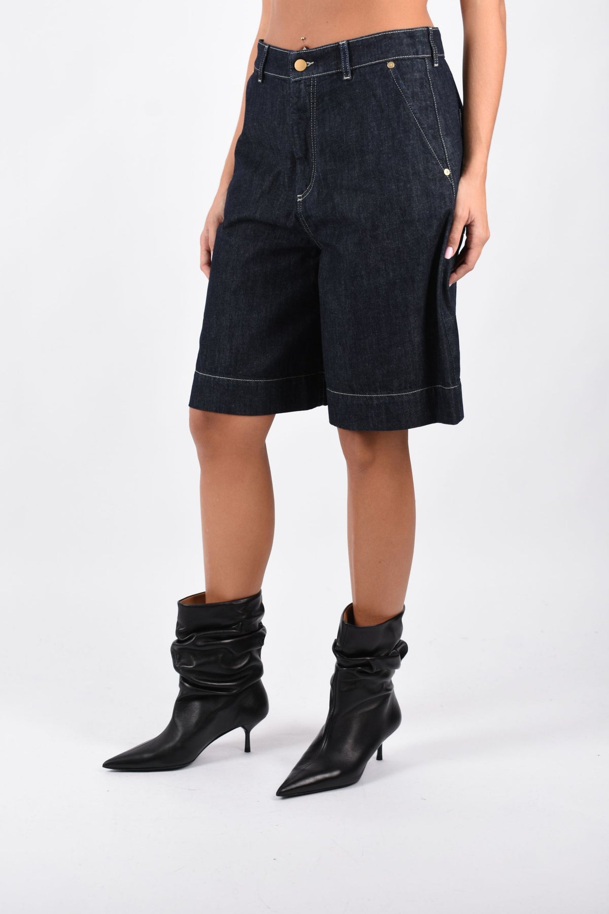 Bermuda in denim di cotone e kapok SMMQUADRO 2629146011600