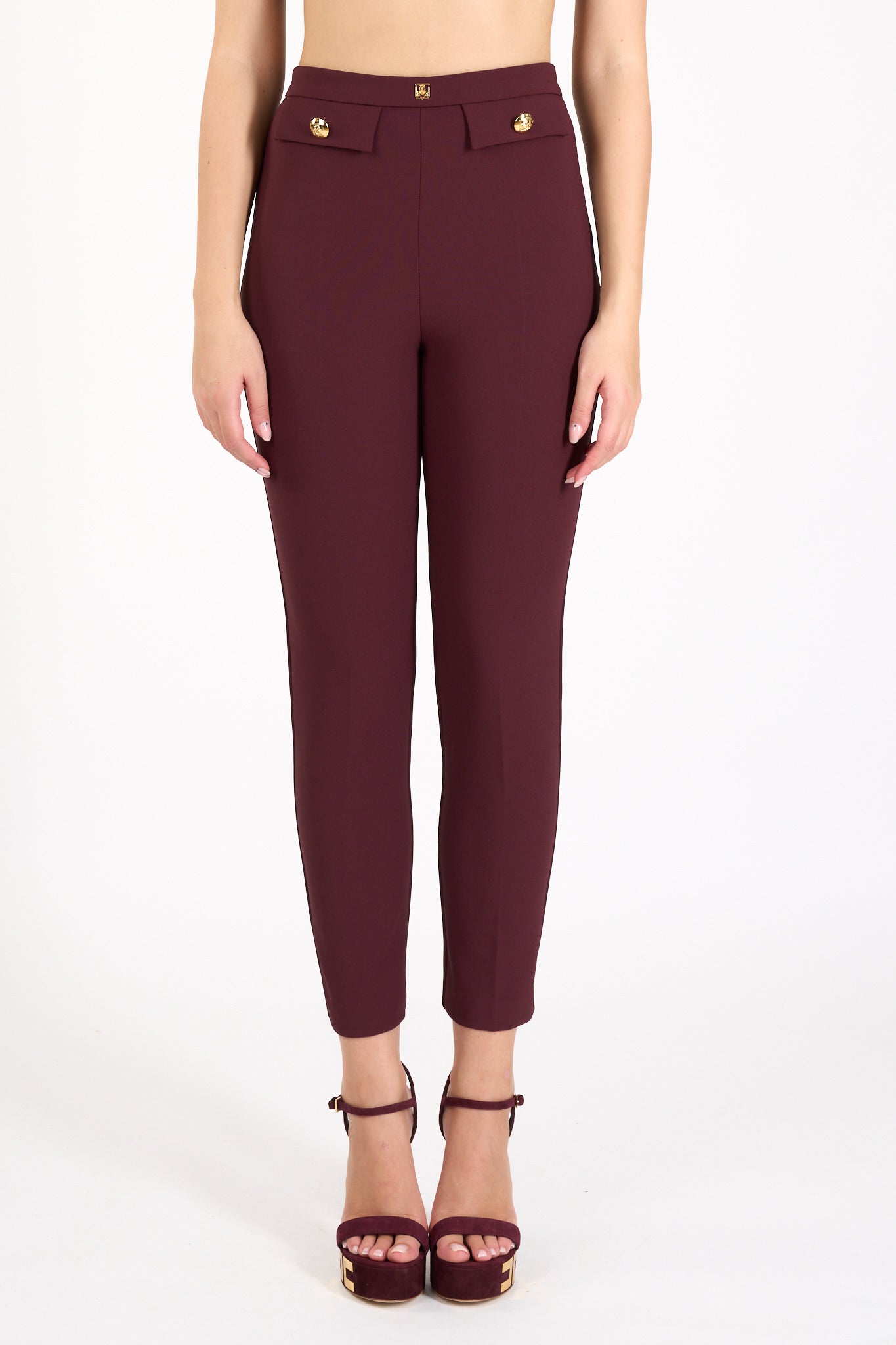 pantaloni dritti in crepe stretch