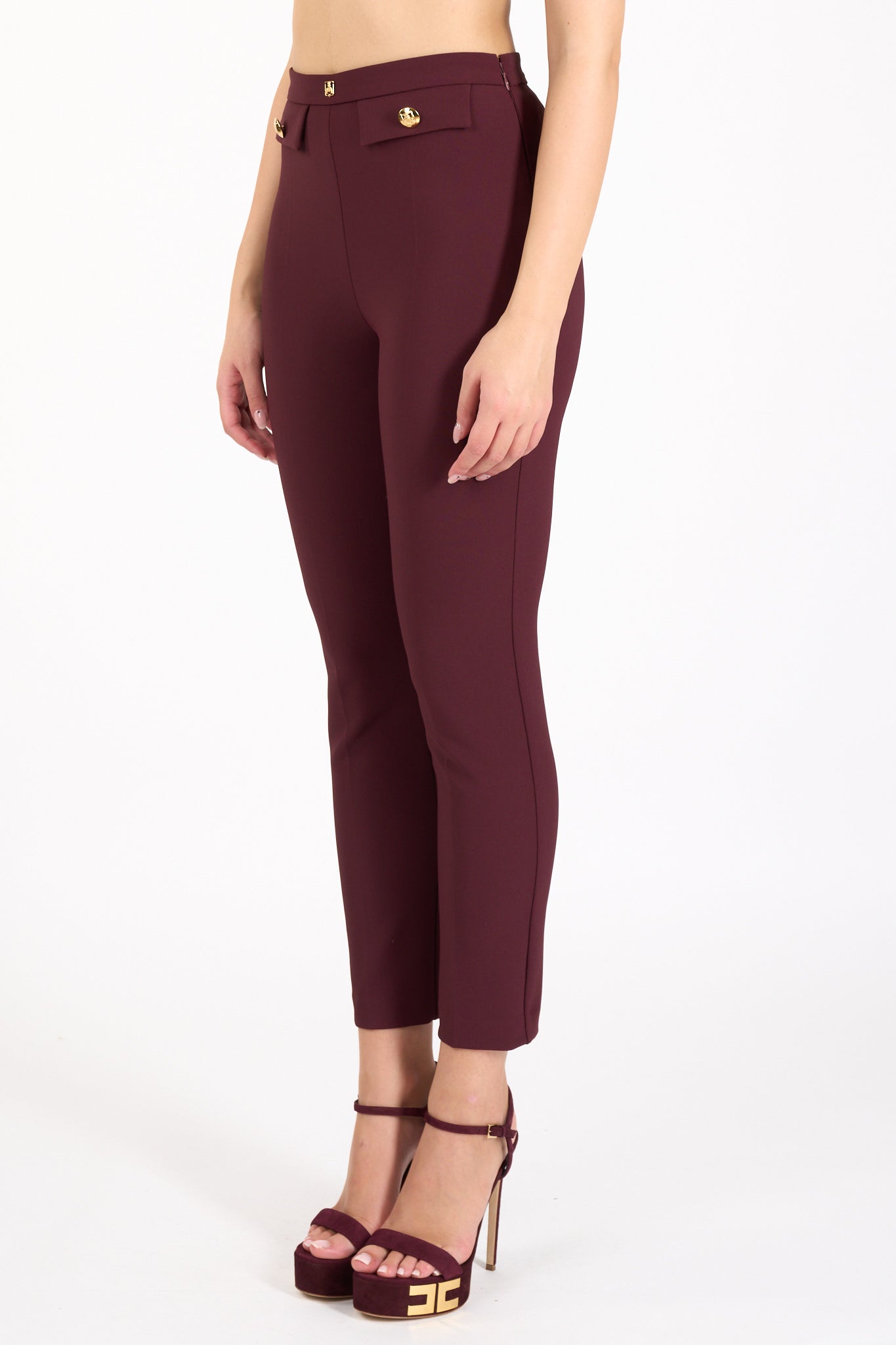 pantaloni dritti in crepe stretch